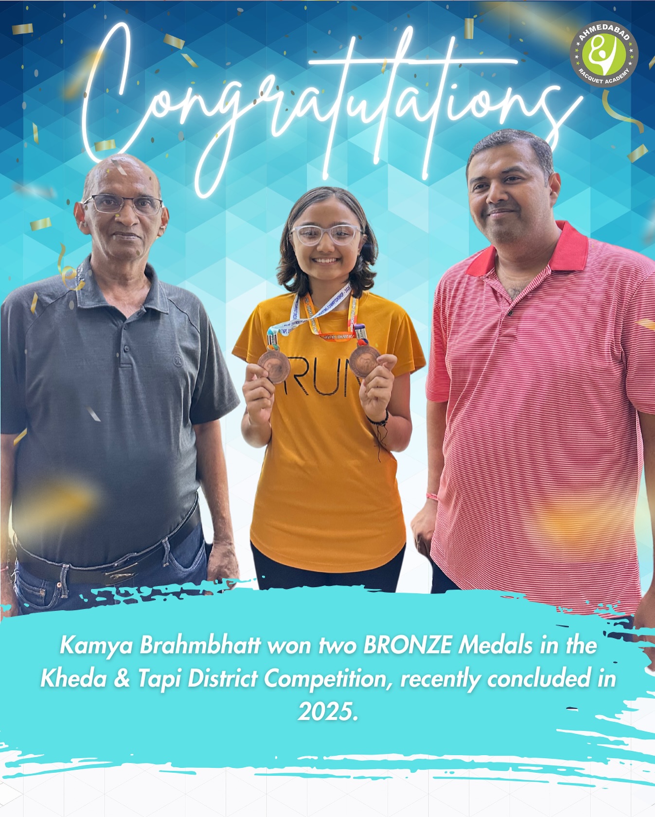 Double the determination, double the bronze! 🟤🟤
Kamya Brahmbhatt bags two BRONZE Medals at the Kheda & Tapi District Competition 2025!
A proud moment of consistency and grit 💫
#ARA #KamyaBrahmbhatt #DistrictSuccess #KhedaTapi2025 #MedalHaul