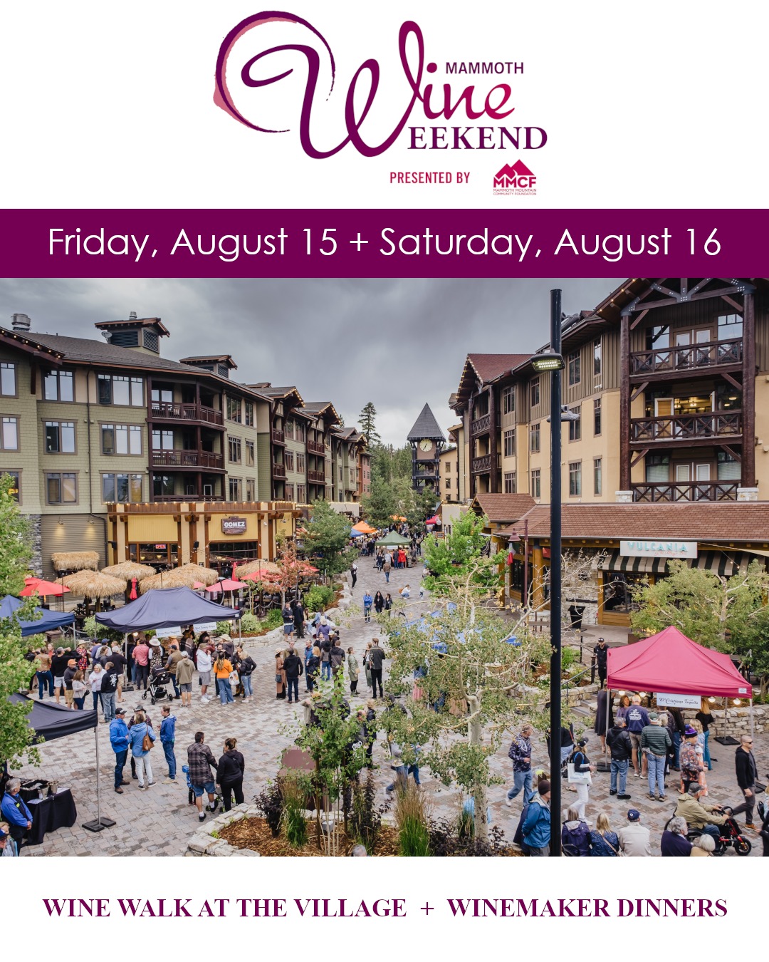 Join us for the 2025 Mammoth Wine Weekend!
The famous Wine Walk at the Village featuring over 30 wineries! Tickets for the Wine Walk at the Village are selling fast and always sell out - don't wait!
Plus we have a couple of Wine Maker Dinners available with more coming soon!
More information and tickets available via the Wine Weekend website (link in profile).