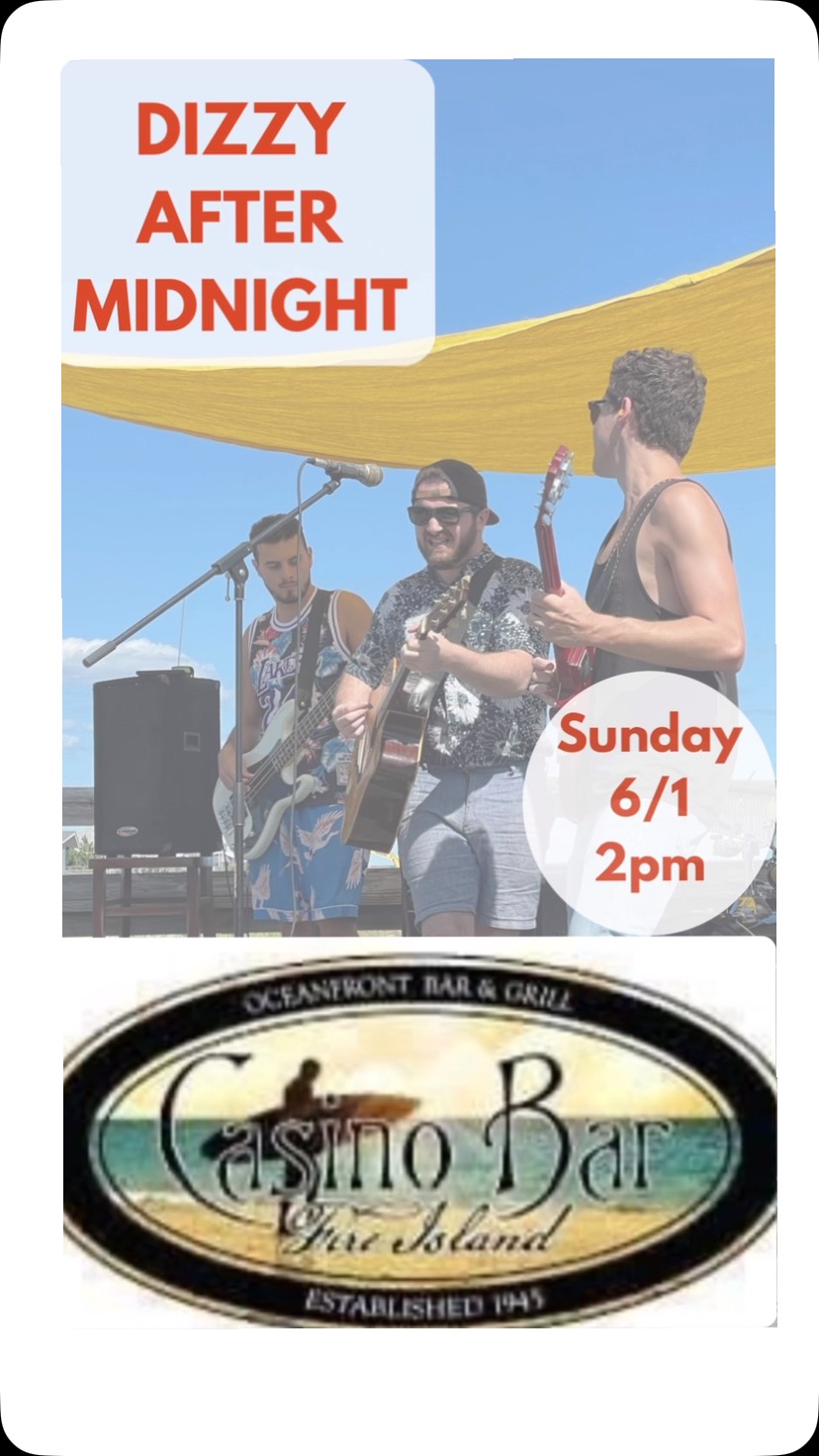 Dizzy After Midnight is back at Casino Bar on Sunday 6/1 at 2pm—and this time it’s extra special. We’re throwing down for Mike’s 30th birthday on the beach! Come grab a drink, soak up the sun, and celebrate life, love, and loud guitars with us.
#DizzyAfterMidnight #LiveMusic #FireIslandVibes #CasinoBar #BeachGig #MikeTurns30 #SummerSoundtrack #LongIslandMusic #BirthdayBash #FireIslandMusic