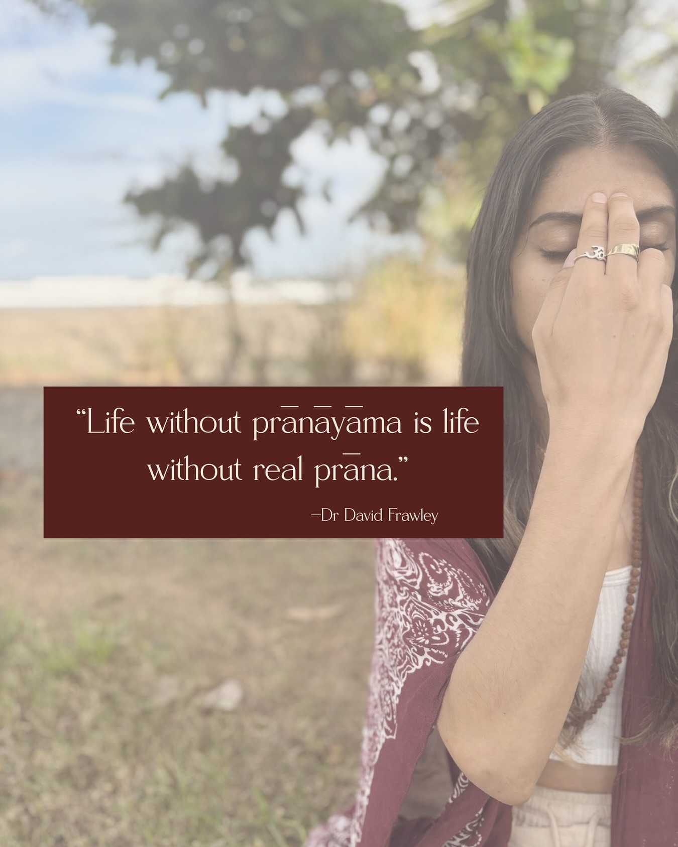 Any kind of controlled & conscious breathing has the ability to increase oxygen intake into the body, which in turn increases the intake of prāna, as prāna exists all around us and uses the breath as its vehicle.
In a nutshell, prānāyāma प्राणायाम is the expansion of prāna. “Prāna” = life force, and “ayama” = expansion.
During prānāyāma, if done correctly, it is possible to take in seven times more oxygen into the body, which means taking in seven times more prāna, than compared with regular breathing. When the blood is oxygenated better, it increases the body’s ability to absorb micro and macro nutrients, ensuring proper nourishment and strengthening immunity. It also removes carbon dioxide from the cells of the organs and provides them with more oxygen, therefore giving them a boost of prāna. This enlivens the cells and gives life energy to the entire body. In the words of Sri Swami Satchidananda, during prānānāyama “every cell vibrates with new life.”
Aside from the boost of prāna it injects, one of the biggest benefits of prānāyāma is its calming effect on the mind and nervous system. On talking about regulating the movement of breath, the Hatha Yoga Pradipika, 2.2, states:
“Chale vate chalam chittam nischale nischalam bhavet.”
This translates to: “The breath being in motion, the mind is moving. The breath being without motion, the mind must be motionless.”
Through regulating the movement of breath, it steadies and stabilizes the mind, focusing it in a single direction, and directing it toward the inner self.
In Āyurveda, different types of prānāyāmas are suitable for different doshas or different imbalances.
The practice of prānāyāma is a powerful one which can have tremendous benefits on the mind and physical body. And being so powerful, it is important to practice it correctly, so having a teacher or guide is always recommended.
When practiced properly and consistently, prānāyāma is transformational. 🧘🏻♀️ 🕉️
#pranayama #prana #pranayamaayurveda #expansionofprana #ayurveda #yoga #lifeforceenergy #lifeenergy #hathayogapradipika #chalevatechalechittam #calmmind #regulatedbreathing #steadymind #fourthlimbofashtanga
