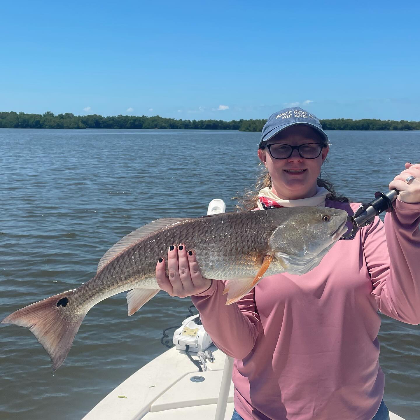 A #hammer of a #redfish for Vanessa, aboard recently! This fish slid a #fourhorsemencorks sideways, and swam toward the boat before the fight really turned on 💪🏻 it didn’t take long before my @irt_reels @cajunrods combo settled this hefty fish down, at 7.5 lbs and 26 3/4 in, this fish would’ve made a great tournament fish 🏆 call me, I’ll bring you right to where I found this one 📲305-778-5342 #a2fishingcharters #irtreels #cajuncustomrods #donnmarpliers #tfoflyrods #palmythgloves #fourhorsementackle #reelfishyapparel #captainspreferredproducts #fortressmarineanchorsusa