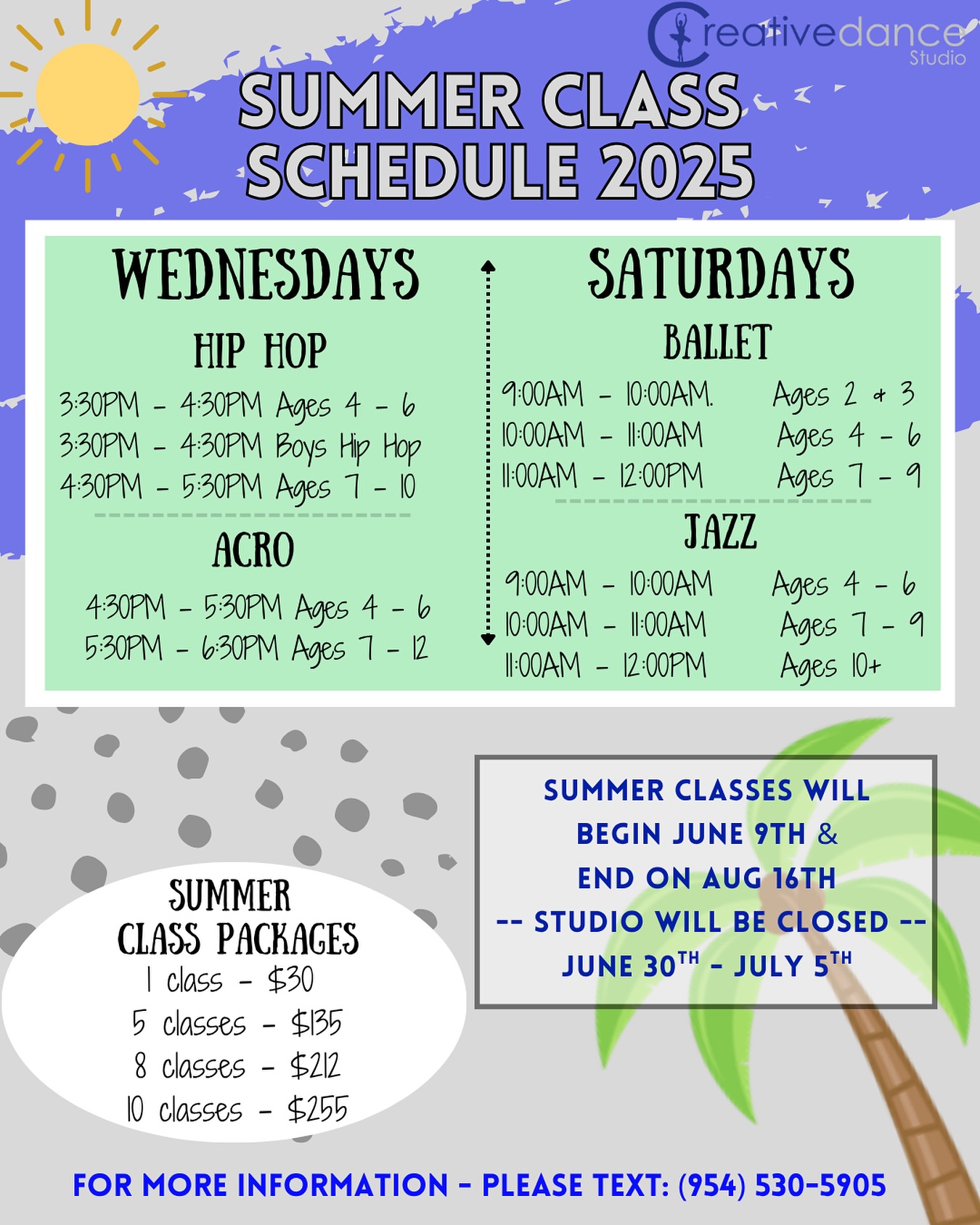Busy summer ahead? We’ve got you covered.
Our Summer Class Cards let your dancer drop in when it works for you — no monthly tuition, no long-term commitment!! 🎉
☀️Use for any style
☀️Mix & match all summer
☀️Totally flexible
Comment “CARD” and we’ll send you the link to grab yours today.