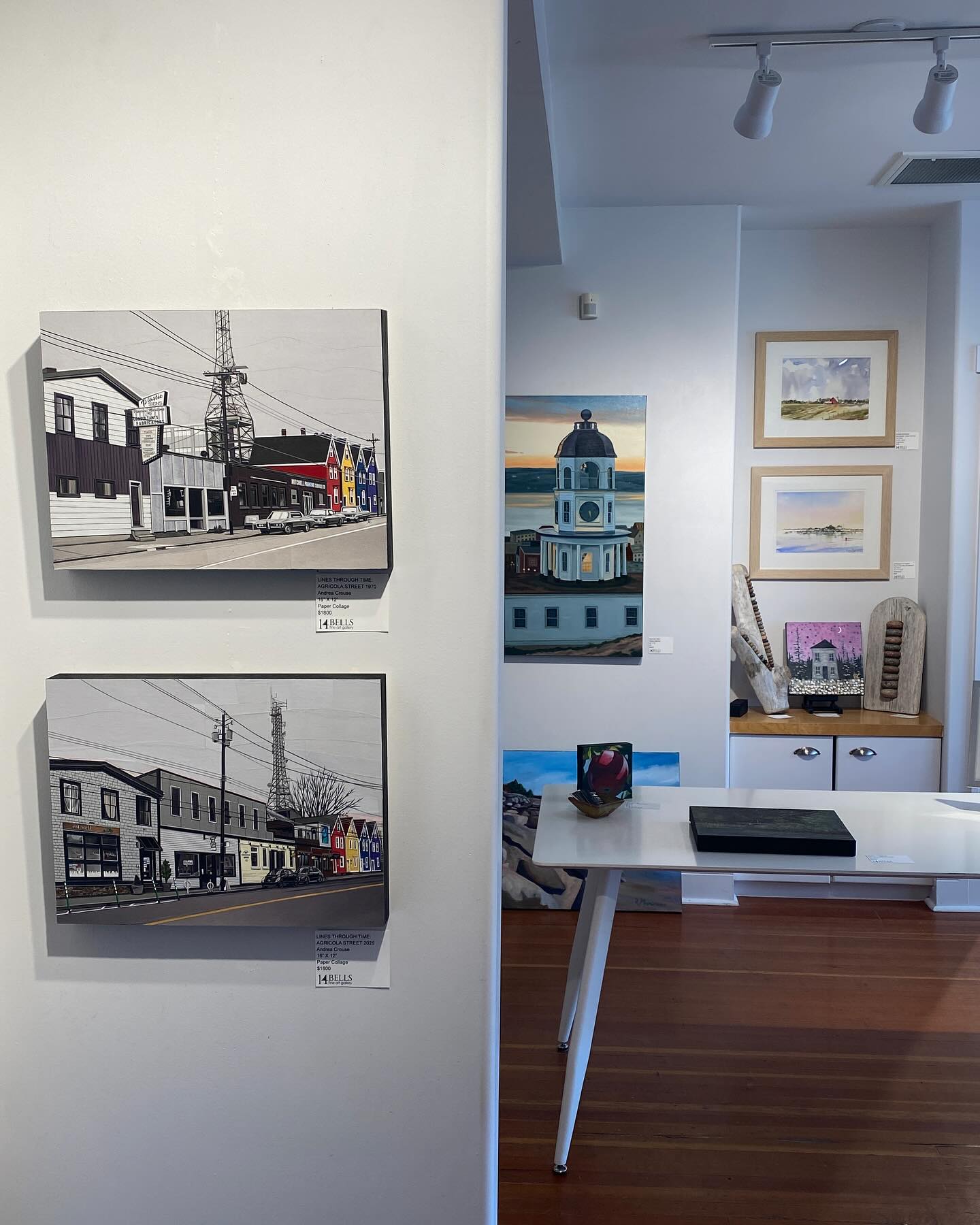 Got a chance to visit my latest paper collages again @14bells ♥️ It feels similar to meeting an old friend you haven’t seen in awhile. A chance to see them in a different light…
Grateful for the opportunity to participate in this group show ‘Halifax: Looking Back, Moving Forward’ with so many wonderful local artists. 🌟
The show will be up until Saturday May 30th.
5523B Young Street, Halifax
Hours: Mon-Sat (10am-5pm), Sun (12-4pm)
.
.
.
.
.
.
.
.
#halifaxarchitecture #agricolastreet #historichalifax #northendhalifax #downtownhalifax #halifaxart #halifaxartist #novascotiaartist #acpapercollage #andreacrouseart #thenandnow #papercollageart #14bells #14bellsfineartgallery