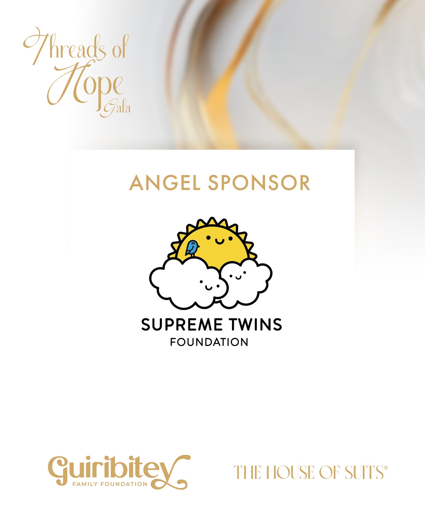 Our hearts are filled with gratitude for our ANGEL Sponsor, Supreme Twins Foundation. Their unwavering support helped bring the Threads of Hope Gala to life — a night where fashion met purpose and hope took center stage. Dedicated to empowering children and families through education and health programs, Supreme Twins Foundation reminds us that true generosity is felt far beyond a single evening. Thank you for being the light behind so many dreams. 💖✨