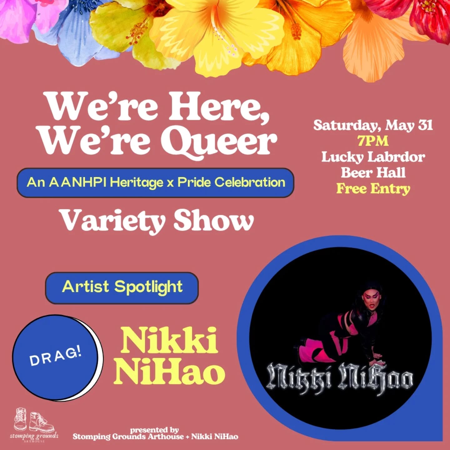 Get ready to meet all the incredible artists performing at We're Here, We're Queer this Saturday! First up is co-producer and host @nikki_nihao ✨
Xin chào các bạn! Nikki NiHao is proud to be a queer second generation immigrant. She is proud of her Vietnamese and Chinese heritage and takes a lot of inspiration from Asian culture as a whole in her art. Nikki has been performing since 2021. Her performance style is high energy and expressive, most often inspired by her theatre background and the host of pop divas she follows. Thank you for supporting LGBTQ+ art!
Join us at 7PM on 5/31 at @luckylabradorbrewing in NW! Free entry! RSVP in our bio.