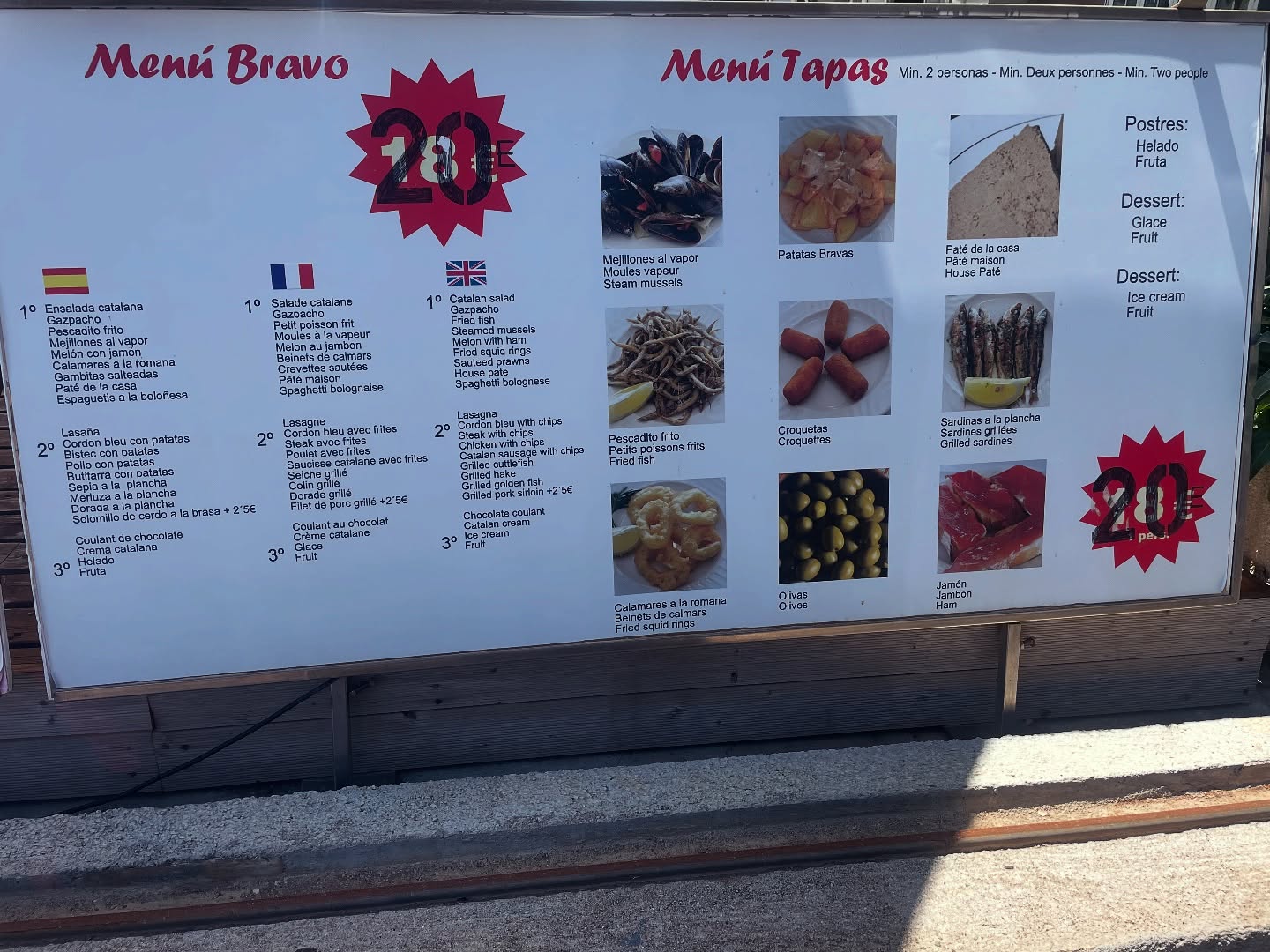 Cartas de Restaurant Bravo.