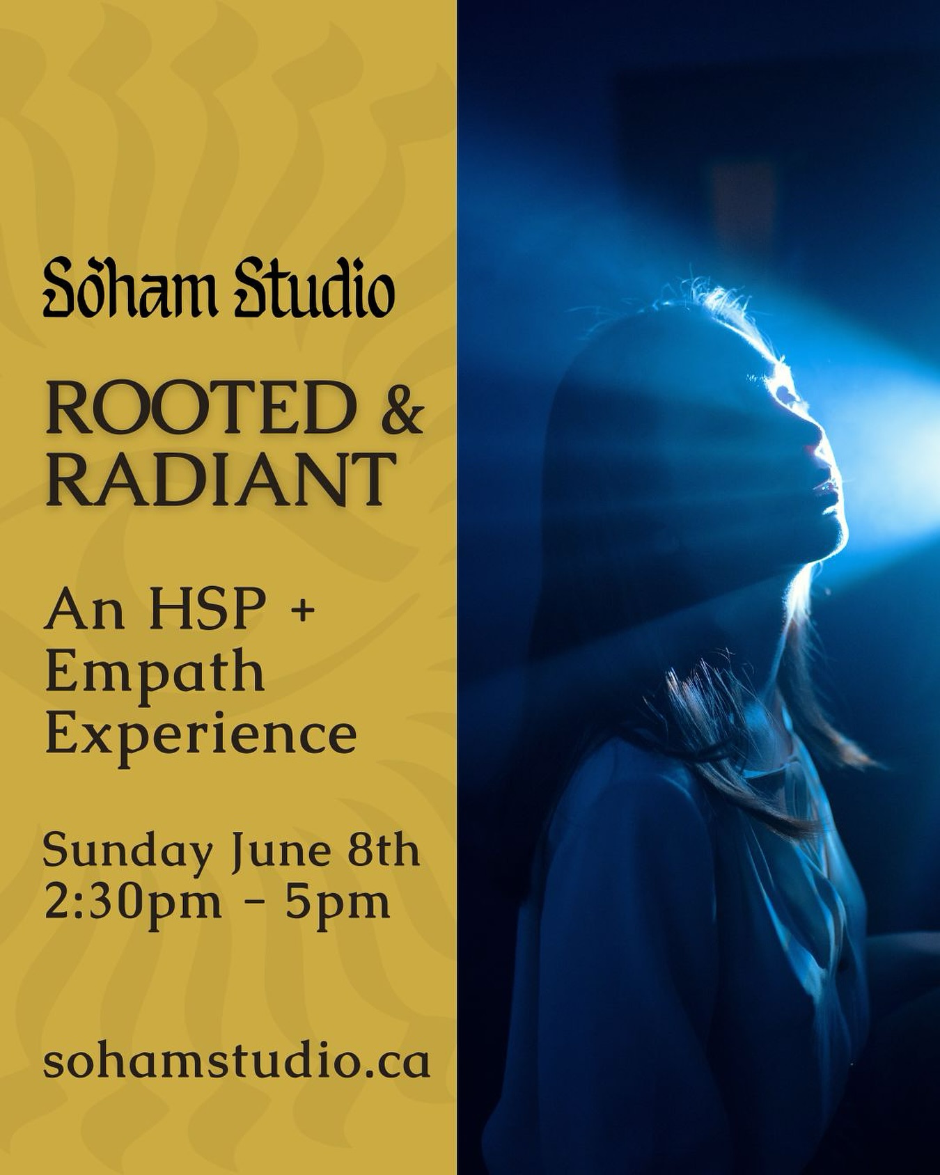 Rooted & Radiant: A Workshop for Highly Sensitive People and Empaths
🌿✨ Sunday June 8th 2:30pm-5pm
Are you feeling overwhelmed by the energy around you?
Do you often absorb the emotions of others or struggle to stay grounded in a fast-paced, overstimulating world?
You’re not alone—and you don’t have to navigate your sensitivity alone either.
Join Monika and Jenn for a nourishing workshop designed specifically for Highly Sensitive People (HSPs) and Empaths.
Together, we’ll explore what it means to live with an open, receptive nervous system in a world that often demands disconnection and noise.
🌀 In this safe, supportive space, you’ll learn how to:
✨ Understand and manage energy dynamics
🧠 Practice emotional regulation with somatic tools
🌸 Cultivate daily rituals to root into your own energy
💬 Connect with others who feel deeply, just like you
💞 Develop compassion—for yourself and others
Whether you’re on your own healing journey or looking to better understand someone in your life who is deeply sensitive, this workshop offers grounded guidance, heartfelt conversation, and practical tools you can use right away.
You don’t have to shrink your light to protect your energy—you just need the right tools to stay rooted while remaining radiant.
Sign up through the So’ham website on the Events page!
#RootedAndRadiant #SoHamStudio #HamiltonEvents #HamiltonWellness #EmpathWorkshop #HighlySensitivePerson #HSPSupport #EmpathEmpowerment #EmotionalResilience #GroundedEnergy #ProtectYourPeace #EnergyTools #SomaticHealing #SelfRegulation #SensitiveSouls #HealingTogether #HamiltonOntario #HealingThroughCommunity #YogaAndEnergy #YogaForEmpaths