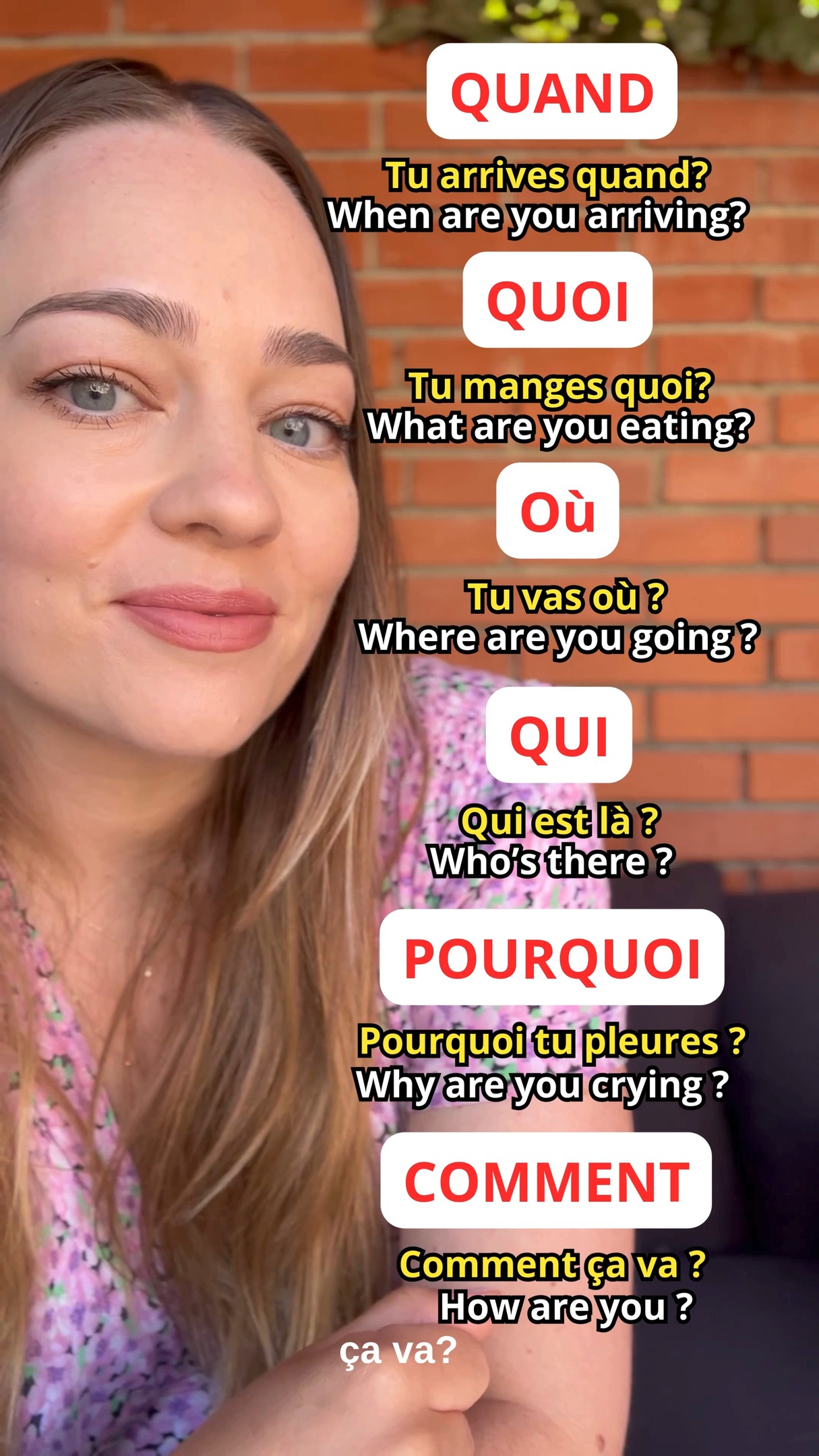 🎯 Question words in French – do you know them all?
Mastering who, what, where, when, why, how in French is essential to asking and answering questions like a pro! 🇫🇷
Watch this quick recap and test yourself — how many do you already know?
👇 Save & share if you're learning French!
#learnfrench #frenchforbeginners #frenchteacher #frenchgrammar #frenchquestions #frenchreel #studyfrench #languagelearning #fle #frenchtips #frenchvocabulary #frenchlesson #reelsforteachers #françaisfacile
