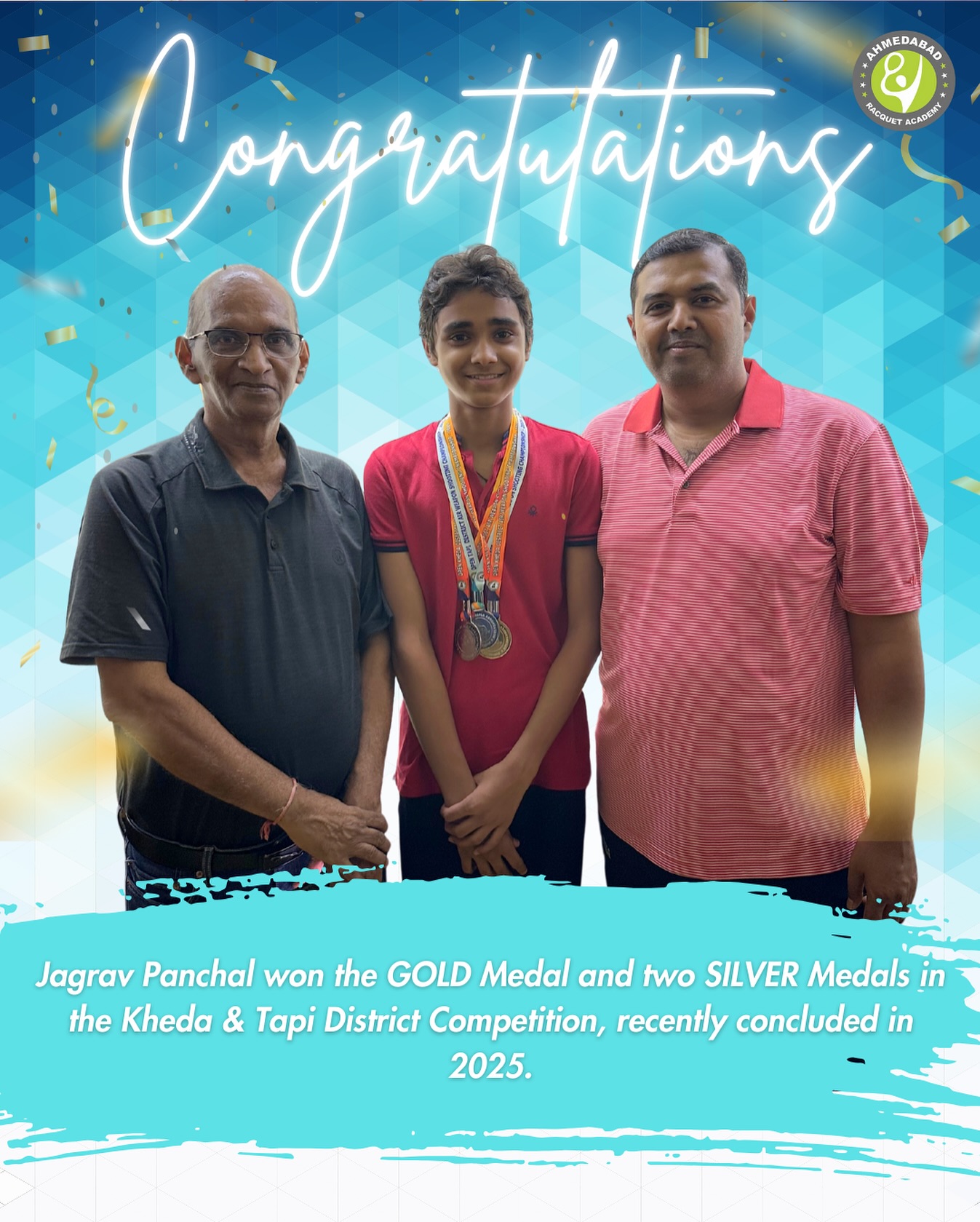 Triple the glory for Jagrav Panchal! 🏅🏅🏅
He clinched 1 GOLD and 2 SILVER Medals at the recently concluded Kheda & Tapi District Competition 2025.
Hard work. Focus. Results. 💪✨
#ARA #AthleteAchievements #DistrictChampionship #KhedaTapi2025 #ProudMoment