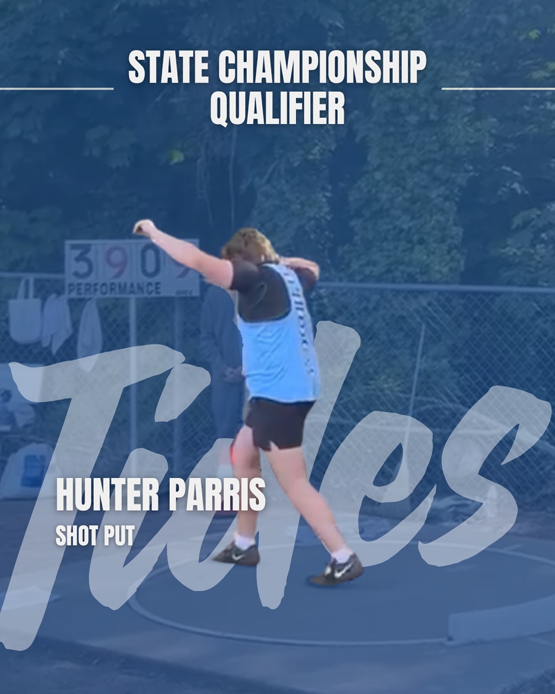 First year thrower Hunter Parris makes his debut in the Boys Shot Put, Friday, May 30th at 2:30pm