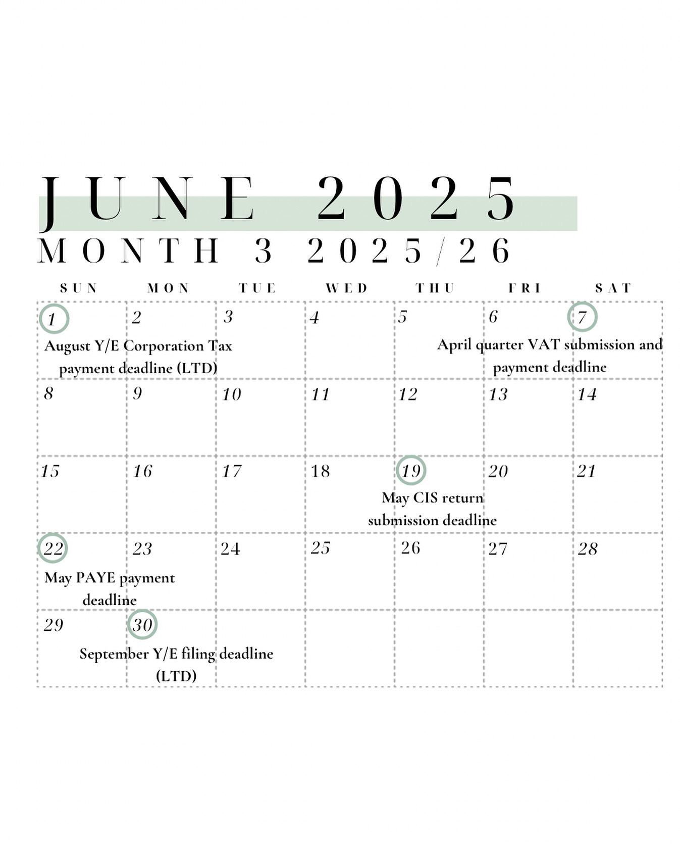 Key dates for June ☀️