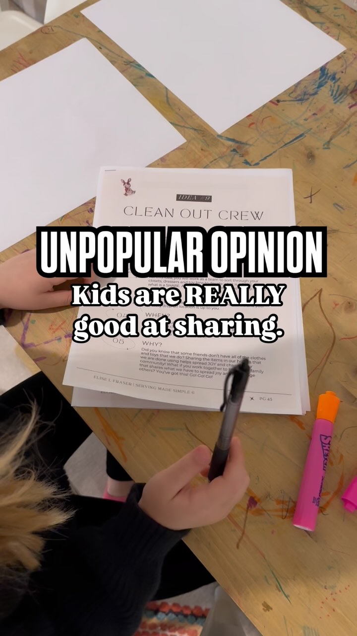 Y’ALL, don’t buy the lie that kids don’t share..they actually ROCK at it when they know why they are being asked to. Next time you need a clean out of your clutter - try this:
Step 1️⃣ – Start with a quick heart chat - WHY do we share? WHO gets the joy? Let the kids imagine someone finding their old fave toy and lighting up!
Step 2️⃣ – Hand over the “Clean Out Crew” checklist from Serving Made Simple and let them run the show! They’re labeling piles, running timers and basically being the bosses of generosity.
Step 3️⃣ – Celebrate every single win. One book? YESSS. A stuffed animal? LET’S GOOO! Your excitement will fuel their fire.
Step 4️⃣ – End it with ALL the affirmation that their kind choice to share changed the world.
Don’t count your kids out before you equip them for kindness 🫶
Comment SERVE and I’ll send you the link to the workbook that’s changed our home!
Cheering for you 🤍