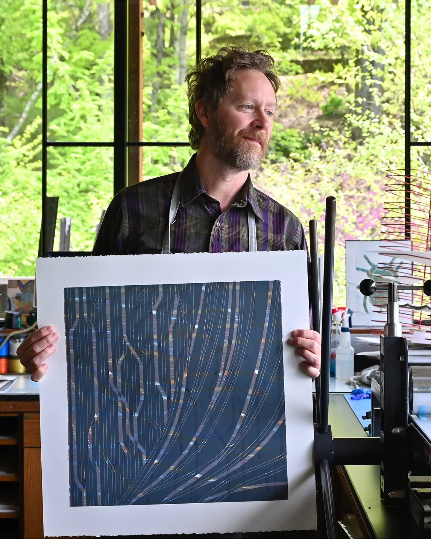 Aric Russom @arussom_art is one of the artists featured in our upcoming collaboration show "ON/OFF The Wall" with Kimball Jenkins Estate @kimballjenkins in Concord, NH
Russom is interested in the objects and environment we surround ourselves with, and particularly the play of interior and exterior which has drawn him to the window motif. The works featured in this exhibition are layered linocuts. Previously working in oil paint, his practice has evolved to focus on printmaking in the last 5 years.
"I’ve found the relief print process very rewarding, and it’s been exciting to see subject matter play out in a different medium."
Opening Reception June 20 6-8:30 PM
______
#printmakers #printmaker #contemporaryprintmaking #contemporaryart #printstudio