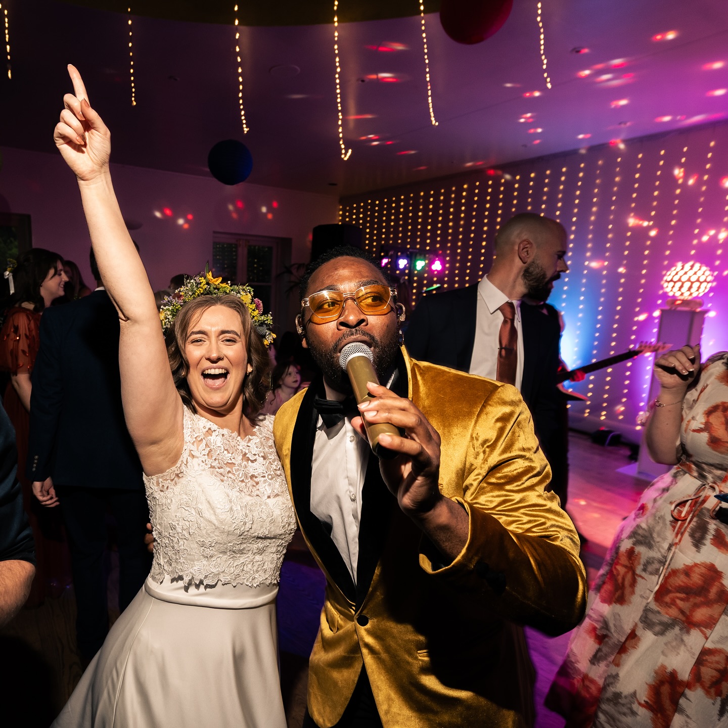 All the colour for Louise & Lewis for a vibrant party full of love ❤️ huge congratulations to you both! We’re honoured to have bought the vibes 🥂🪩🕺💃
@mataracentre 
@lee_hawley_photography 
#Tuxfizz #ukweddingband #barnwedding #cotswoldwedding #weddingmusic #firstdance #firstdanceinspo #ukweddingplanning #weddinginspo #weddingcover #romanticweddingmusic #firstdancesong #firstdanceroutine #weddingband #functionband  #weddingsinger #twia #bridalgown #weddingsdress #weddingdancefloor #weddingdances #weddingdancechoreography