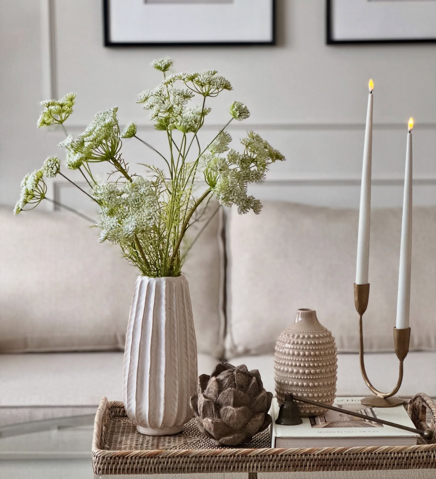 A moment of calm, captured in a tray ✨
Our latest styling edit brings together soft textures, muted tones and timeless pieces, perfect for effortless living. Featuring our English Meadow Bouquet in the classic Lamington Vase, alongside elegant touches like the Distressed Pinecone Ornament, Grey Bobble Vase, and The Art of Home book for inspiration.
Layered on our Grey Rattan Tray (Large), this vignette is finished with warm ambience: Brass Candle Holders, Flameless Tapered Dinner Candles, and our Antique Brass Candle Snuffer, a gentle nod to considered living.
Whether it’s a coffee table centrepiece or a sideboard refresh, it’s all in the details. Would you style yours the same, or add a personal twist?
#BoxwoodHomeInteriors #TrayStyling #NeutralHomeDecor #HomeInspoUK #ClassicHomeStyle #CoffeeTableStyling #EnglishCountryHome #HomeDetailsMatter #InteriorVignette #StylingWithBoxwood #SoftDecorVibes #LayeredLiving #FlamelessCandles #MutedDecor #ModernCountryStyle #decorthatfeelslikehome