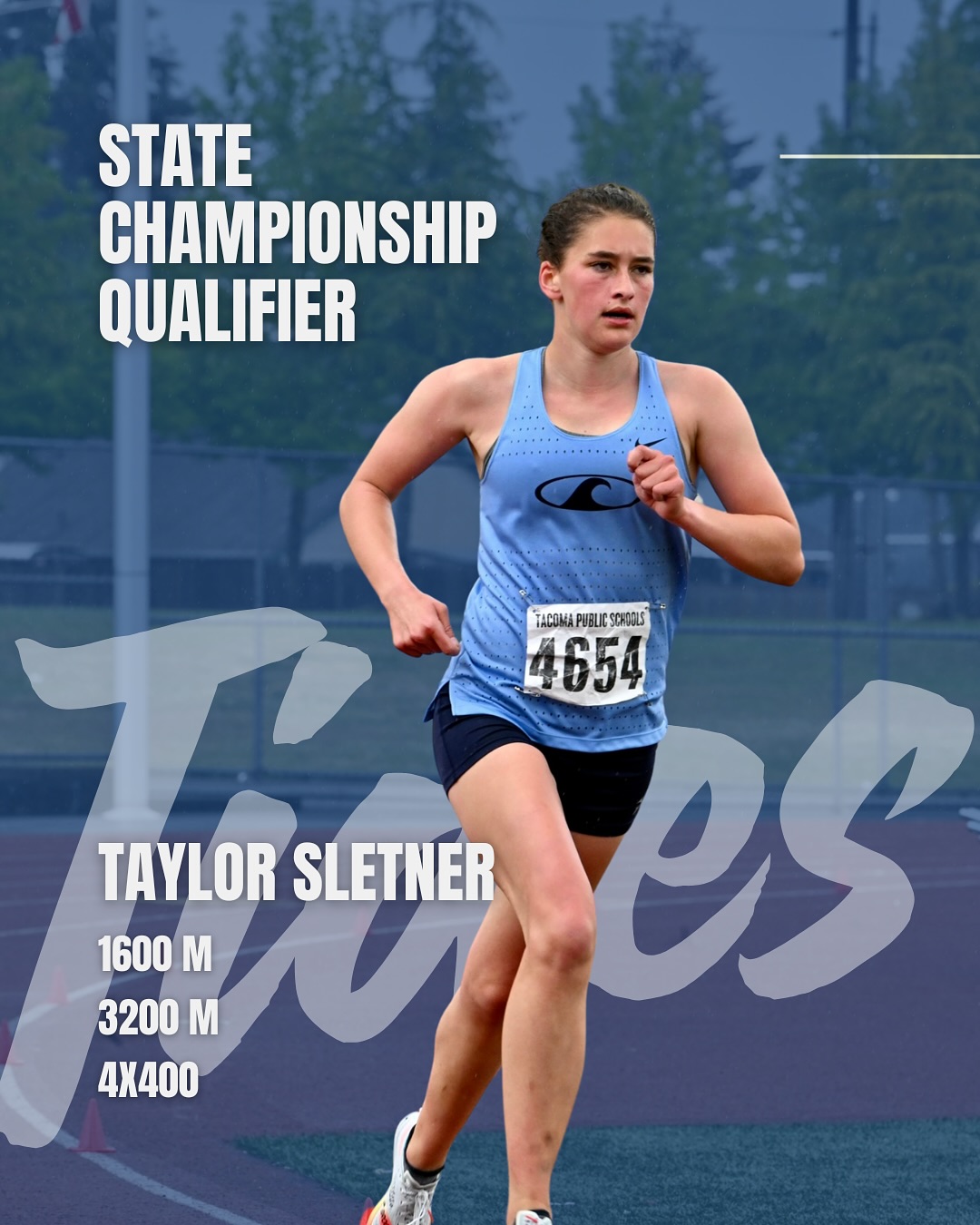 The Tides Girls Distance crew takes to the track this week beginning Thursday, May 29th
4:20pm: Girls 1600m Final: Lejla Carlsson & Taylor Sletner
6:45pm: Girls 4x400m Prelim: Sofia Simmonds, Taylor Sletner, Eisley Hering, Lejla Calrsson (Bailey Schroeder & Nadia Scwab-alternates)
Friday, May 30th 12:00pm: Girls 800m Prelims: Lejla Carlsson
Saturday, May 31st 1:30pm: Girls 3200m Final: Taylor Sletner