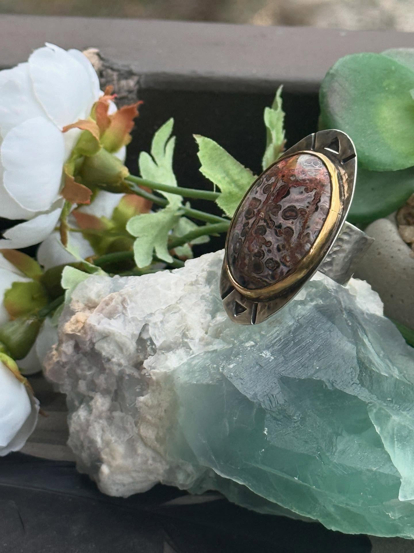 Leopard Skin Jasper • Silver and Brass • Size 9 #HandmadeJewelry
#Jewelry
#Handcrafted
#ArtisanJewelry
#Metalsmith
#Metalsmithing
#Silversmith
#Silversmithing
#JewelryMaking
#BenchJeweler
#JewelryArtist
#SilverJewelry
#SterlingSilver
#Silver925
#HandmadeRings
#Rings
#GemstoneRing
#BezelSetting
#StatementRing
#UniqueRing
#CustomRing
#Gemstone
#Gemstones
#NaturalGemstones
#Cabochon
