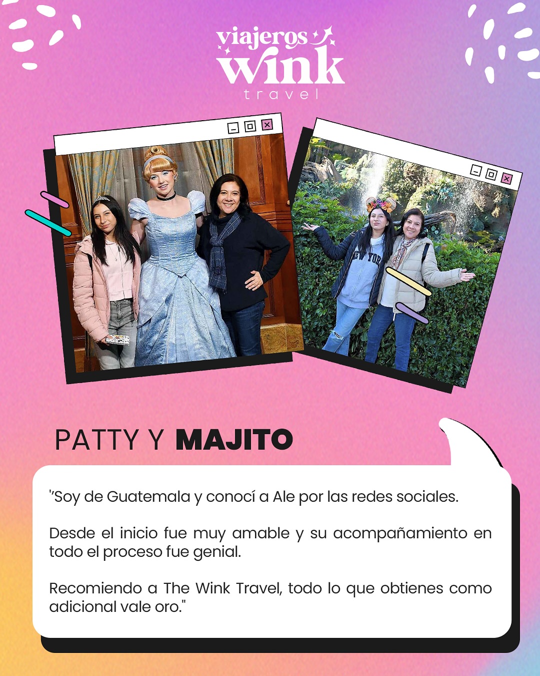 No importa de qué parte del mundo seas, podemos apoyarte con tu próximo viaje, en esta ocasión les comparto el testimonio de Patty y Majo de Guatemala, quiénes viajaron a Disney World con nosotros 🎉
¡Gracias por confiar en mí y bienvenidos a la familia de viajeros Disney Wink!✨💕🌈✈️
#viajeroswinktravel #parquesdisney #disneytravel #viajesdisney #agentedisney #agentedisneyenespañol #agentedisneycertificado #agentedisneymexico #disneyresort #hotelesdisney #disneyparks #waltdisneyworld #disneyland #disneyworld #disneymagic #disney #disneyfan #viajerosdisneywink