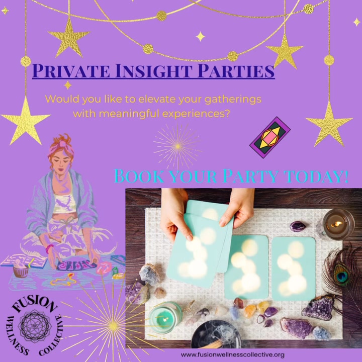 Transform your next celebration—be it a birthday, bridal shower, girls' night out, or holiday party—into a memorable event filled with joy, insight, and positive energy!
Our Private Insight Parties last between 2 to 4 hours and can be held at a location of your choice. I will bring a variety of readings and activities designed to engage and uplift you and your guests.
Contact me today to discuss the type of readings you'd like and to customize the length and experience of your gathering.
Let’s create an event that brings high spirits and delightful energy to your celebration!
XOXO Sunshine
#FusionWellnessCollective #BreakFree #RiseAbove #ElevateFromWithin #readings #privatereadings #nonprofit