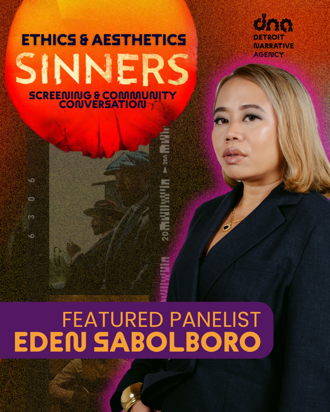 Don’t wait until Friday to get your ticket! You’ll want to hear from our panel - we can bank on it 👀
Meet our Panelist: Eden Sabolboro
Eden Sabolboro is a two-time EMMY® award-winning Filipino-American immigrant multimedia producer and director based in Detroit, Michigan. Her work focuses on capturing authentic, immersive human interest stories, particularly from underrepresented perspectives. She is the co-founder of Reel Clever Films LLC, a boutique production company specializing in non-fiction storytelling and branded content. With over ten years of high-level expertise in the film and video production industry, Eden has produced an immersive body of work for the media, non-profit and education sectors, Fortune 500 companies, the local creative arts and small business communities, and leading political and civic advocacy organizations. Her work has earned two Michigan Emmy awards and has been exhibited and juried in various local, international, and Academy-qualifying film festivals.
Eden has participated in several key labs and fellowships, including the New York Foundation for the Arts’ Immigrant Artist Program, the Sundance Institute Creative Producing Lab (Detroit), and Firelight Media’s Groundwork Lab. She is a member of Brown Girls Doc Mafia and the Asian-American Documentary Network.
Some of Eden's recent projects as producer and director include the Emmy-award winning and Webby-nominated "Senghor Reid: Make Way for Tomorrow" for the second season of PBS American Masters' and Firelight Media's "In The Making" Series; “Into the Sugarbush,” an official selection for the TED Countdown Summit in Detroit; and “WELL,” a narrative-documentary hybrid film funded by Black Public Media, which is an official selection for the 2024 BronzeLens Film Festival in Atlanta.
#EthicsAndAesthetics #SinnersIMAX #BlackFilmMatters #DetroitScreenings #CommunityCinema #IMAXExperience #filmasdialogue