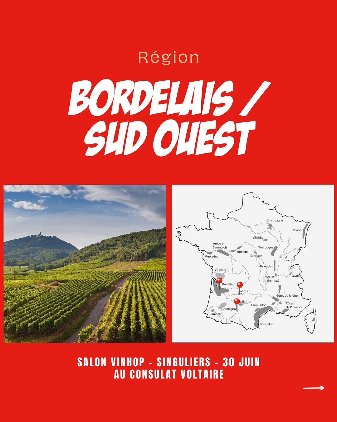 À la rencontre des vignerons de Bordeaux et du Sud Ouest.
@chateauhautbergey
@labordehugues
@olivierganko
@domainelaroquedantan46
@domainelabastidum
Venez les découvrir lors de notre salon SINGULIERS, où plus de 90 vignerons seront présents.
📍Le Consulat Paris 11ème
📆 30 juin 2025
‼️Réservé aux professionnels - lien d’inscription en bio