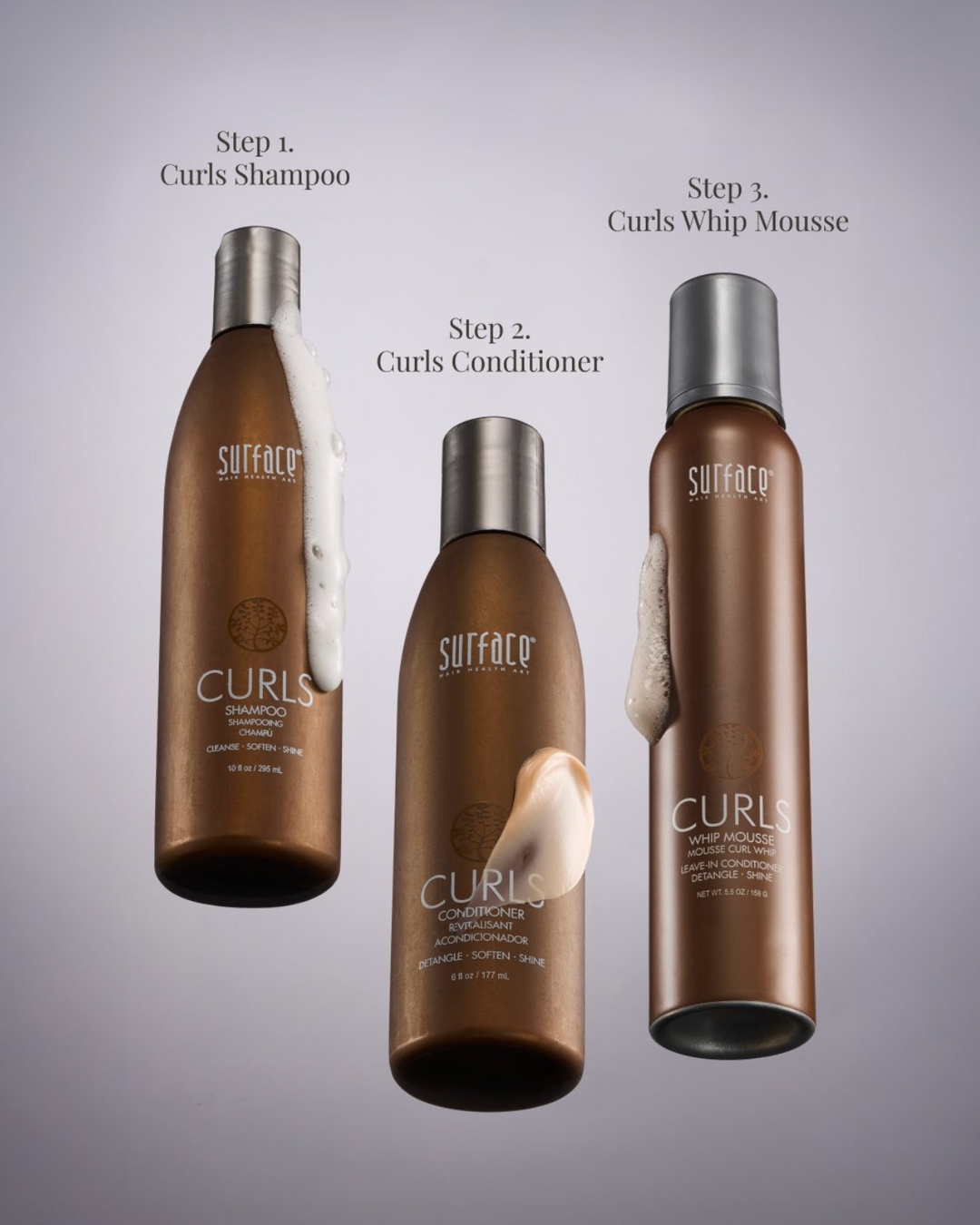 Take care of your Curls with our Curls Collection
The perfect 3-step routine will leave your hair nourished and defined to help you embrace every twist, turn, and bounce with confidence. Visit surfacehair.com to grab your essentials today! 🤎