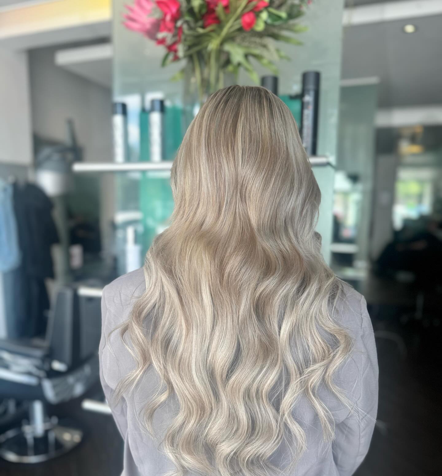 Colour by Sarah and 2 packs of Beautyworks tape extentions fitted by Danni in new Molly Mae shade Swiss Blonde