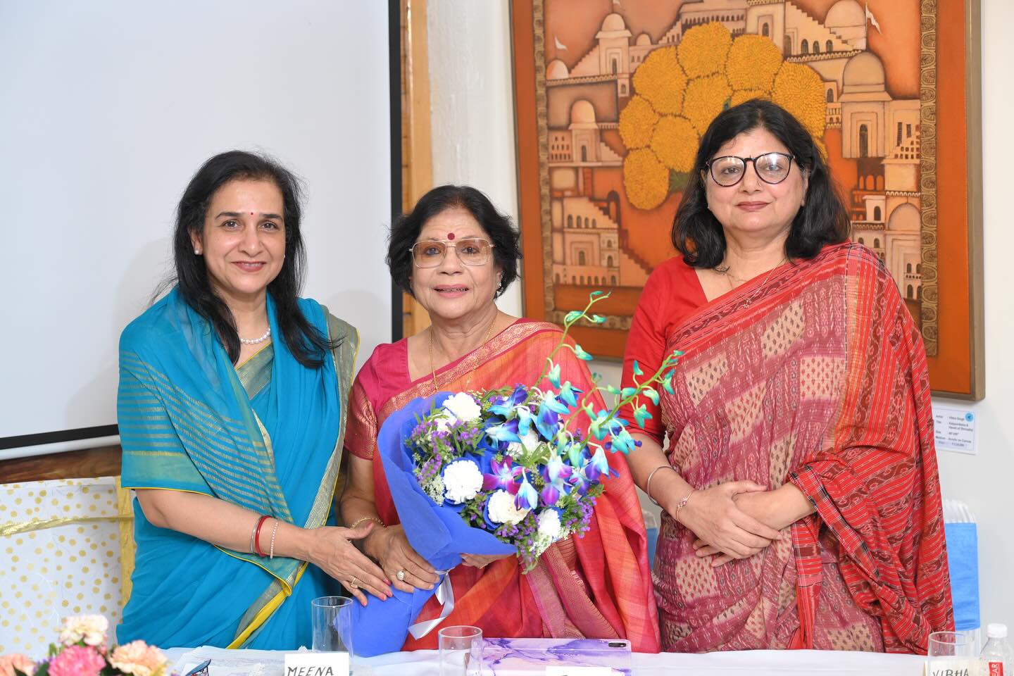 An evening steeped in devotion, dialogue, and artistic grace.
Earlier this month, Blue Dot Art Gallery hosted a special conversation with author Juhi Sinha on her book ‘Legends and Lore of Krishna’s Braj’, set amidst the Contemporary Pichhwai Paintings by Vibha Singh.
With:
🔵 Meena Singh – Art Historian & Curator
🎨 Vibha Singh – Artist
Thank you to everyone who joined us and became a part of this enriching evening.
#Pichwai #Shrinathji #VibhaSingh #JuhiSinha #ContemporaryPichwai #KrishnaInArt #IndianArt #ArtAndDevotion #CulturalHeritage #FineArtIndia #ArtExhibition #BlueDotArtGallery #DelhiArtScene #HauzKhasVillage #GalleryShow #BookEvent #ArtCollectors #TraditionalArtReimagined #ModernMeetsTradition #SpiritualArt