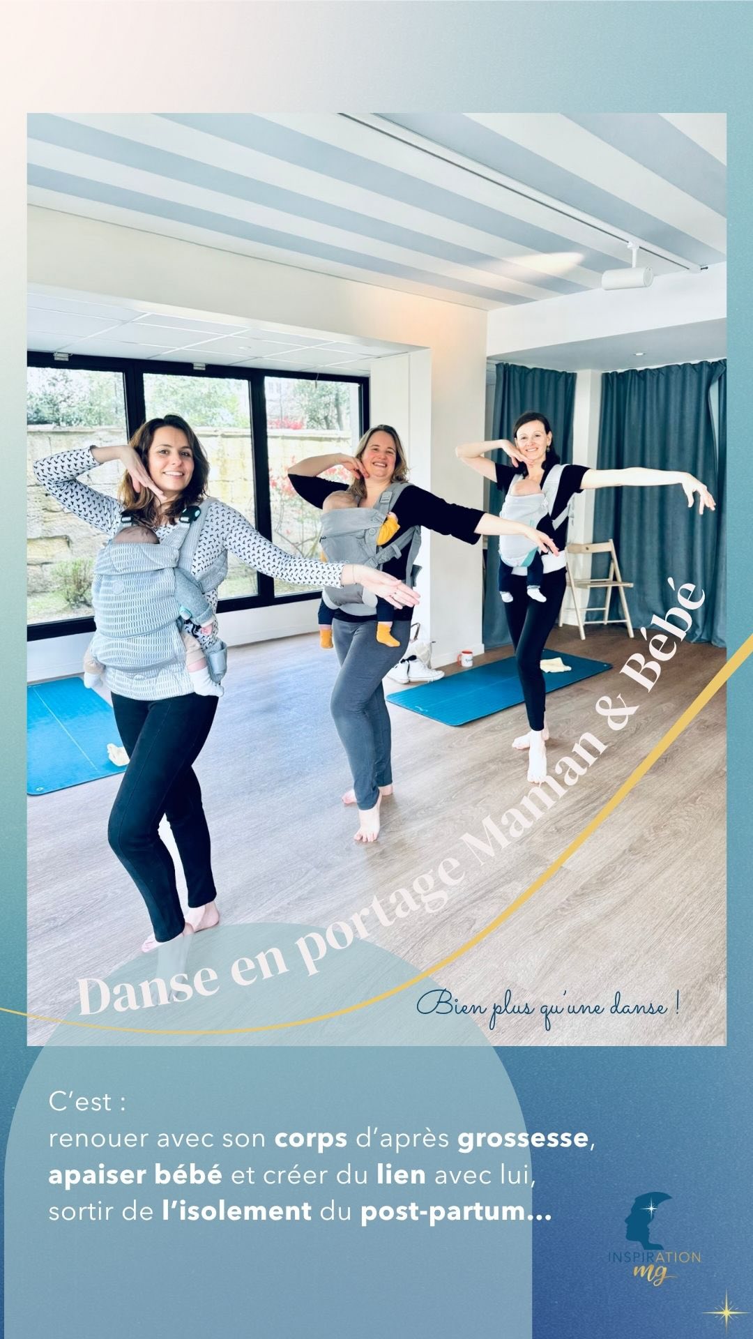 LA DANSE EN PORTAGE MAMAN(/PAPA) & BÉBÉ
🤱 C’est quoi ?
Des mouvements doux et adaptés
Des ambiances joyeuses
Des moments de complicité
🤱Pour qui ?
Les jeunes parents
Les mamans en post-partum
Les non danseurs
Les bébés de la naissance aux 1ers pas
🤱Pour Quoi ?
Reprendre une activité en douceur
Partager des moments conviviaux en collectif
Créer du lien parent-enfant
Bercer et apaiser bébé ( et l’endormir😉)
Créer des souvenirs précieux de complicité …
🤱C’est quand ?
Plus d’Une fois par mois
Dans la région de Bordeaux
consultez les dates et lieux des ateliers (lien dans la bio)
Des ateliers certifiés @mamdanse #mamdanse
#danseportage #danseavecbebe #danseenportage #dansemamanbebe #postpartum #maternite #perinatalite #parentalite #bordeaux #entredeuxmers#eysines#creon#libourne #sadirac #croignon#bouliac #latresne #saintloubes