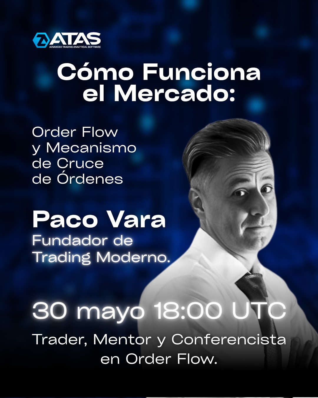 📊 ¿Cómo Funciona Realmente el Mercado?
Este 30 de mayo a las 12:00 p.m. (hora México) estaré en colaboración con ATAS, una de las plataformas más avanzadas para análisis de Order Flow a nivel institucional.
🎯 Tema central:
Order Flow y el Mecanismo de Cruce de Órdenes
Una sesión enfocada en la mecánica interna del mercado, con ejemplos reales y estructura profesional.
🎙️ Ponente:
Paco Vara,
Fundador de TradingModerno.com — academia técnica especializada en Order Flow.
Autor de PacoVaraOrderFlow.com — perfil personal y análisis de mercado.
🔗 Accede directamente al evento:
👉 https://www.youtube.com/live/8g_t4uubbN4
