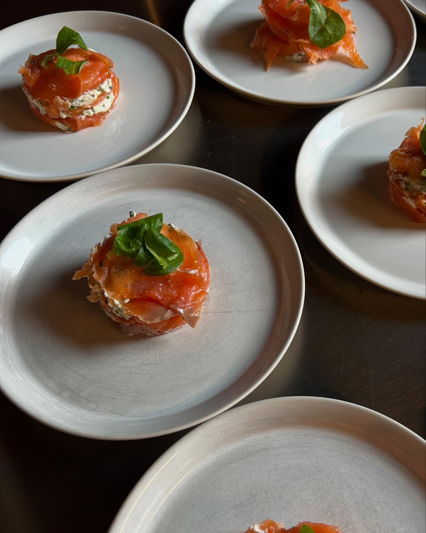 Our starter yesterday was a millefeuille of salmon trout. Prefer vegeterian? No problem, we had a millefeuille of grilled aubergine and mascarpone for our animal lovers! #veg #delicious #dinner #friends