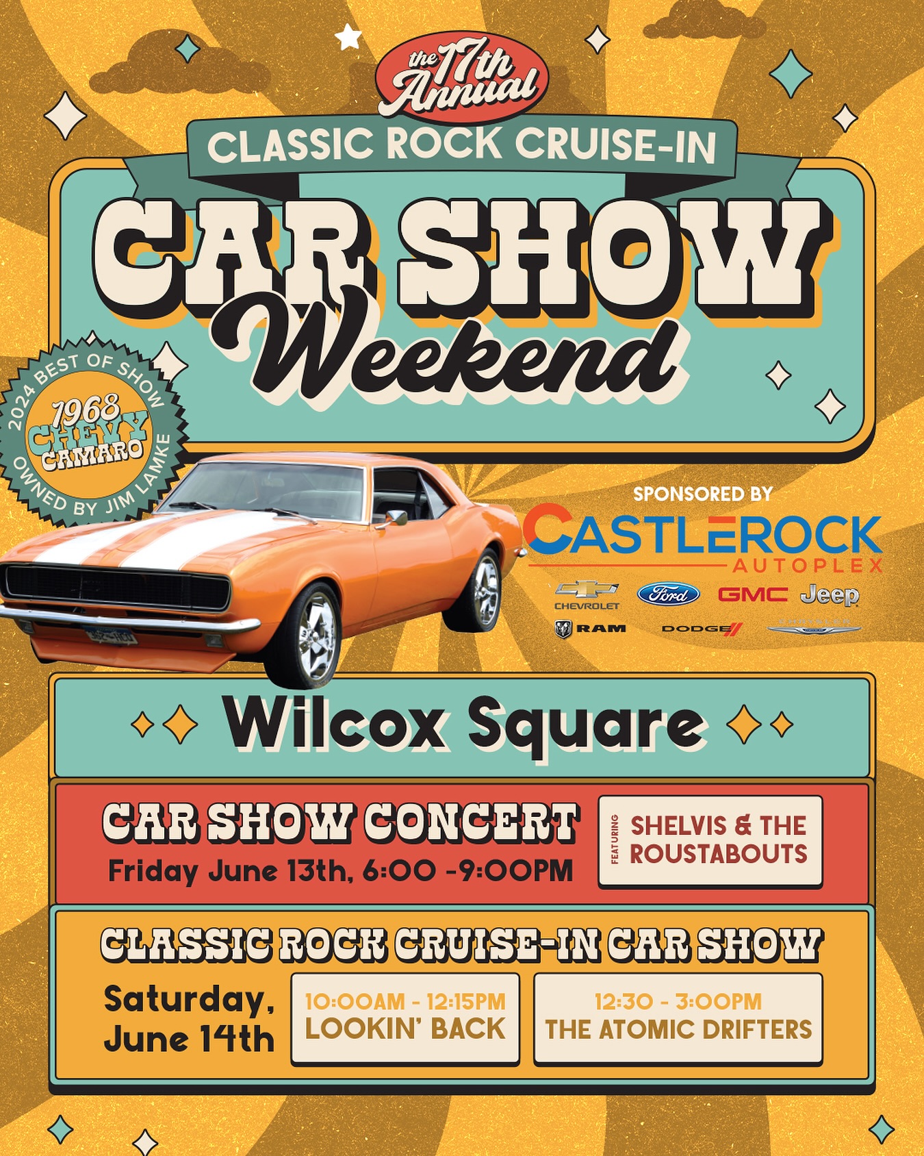 SAVE THE SATE: The Castle Rock CAR SHOW WEEKEND is coming up next month, and we can’t wait to party in the streets with you! 🚗
Friday, June 13 and Saturday, June 14, the streets of Downtown Castle Rock will be lined with over 300 cars, trucks & specialty vehicles for your viewing pleasure.
And to add to the fun? Enjoy live music, family entertainment, food trucks, and drink vendors! 🍻
Make this a part of your Father’s Day Weekend fun! We can’t wait to see you there!
A special thanks to our sponsors:
🚗 Castle Rock Autoplex
🌺 Aloha Fund
🗑️ HBS Trash Services
📦 Park Street Storage
#summerincastlerock #downtowncastlerock #castlerockcolorado #vintagecarshow #castlerock