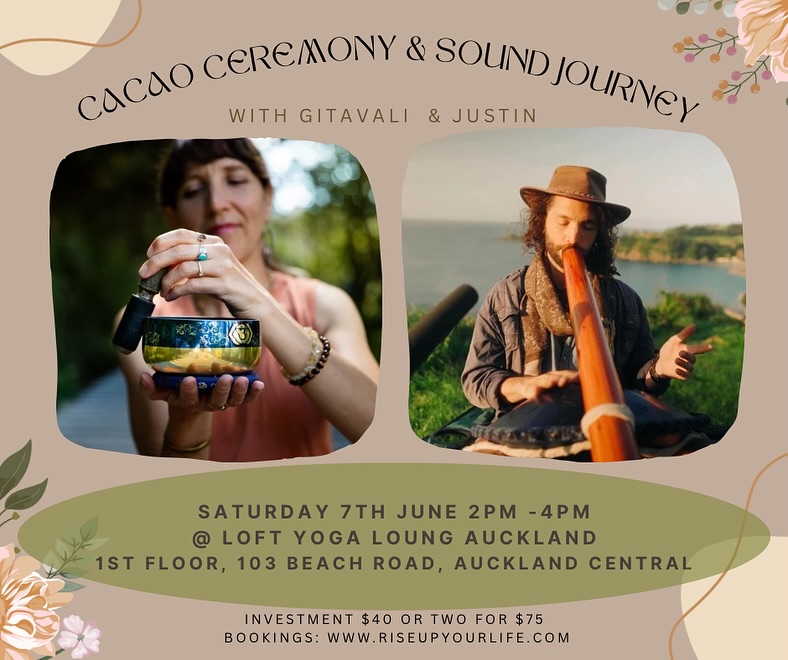 Justin and I have known each other for approximately three years.
It’s only recently that we connected and realized that we both love to hold space and give the gifts of well-being to others through sound.
Here is a rare opportunity to come along to a sacred cacao ceremony, followed by a deep and soothing sound journey, a co-creation that will bring you joy, peace and profound relaxation.
We’ll conclude with snacks and chai tea to share together. Authentic human connection is such an essential ingredient to any wellness journey.
Contact us directly or simply click the link in my bio to grab a ticket.
Saturday June 7th. 2pm till 4pm.
@the_loft_yoga_lounge
103 beach rd, Akld. Level 1
$40 per person or $75 for two.
Limited spaces available so book your ticket now!
Xx Much love Gitavali 🌼✨🌟🪈🙏🏻😊
#riseup #cacaoceremony #riseupyourlife #soundbath #soundjourney #meditationspace
#connection #aucklandwellness
@kohaelproject @spirited_gitavali