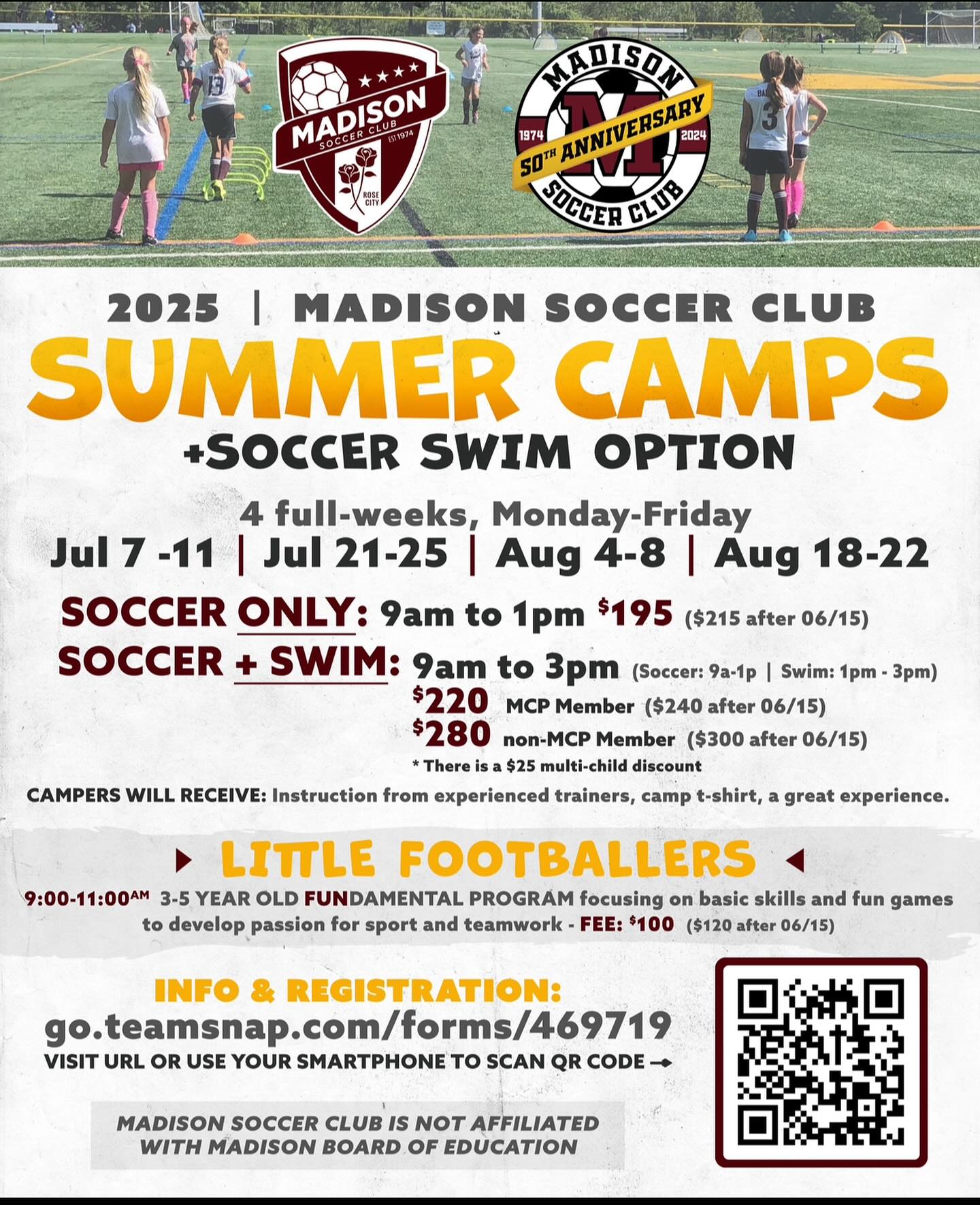 Don’t forget to sign up for our Summer camp! Soccer + Pool or Soccer only!