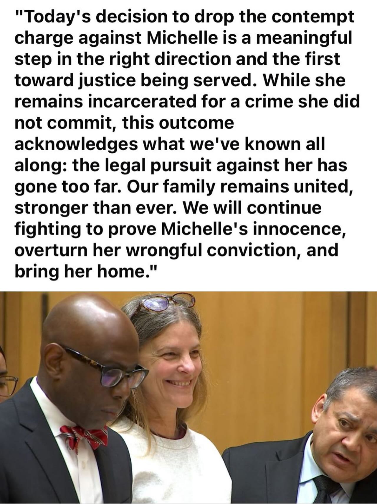 June 18, 2025, marks an important day in Michelleās legal battle, a pivotal step toward justice and the truth finally coming to light.
āTodayās decision to drop the contempt charge against Michelle is a meaningful step in the right direction and the first toward justice being served. While she remains incarcerated for a crime she did NOT commit, this outcome acknowledges what weāve known all along: the legal pursuit, against her has gone too far.
Michelle Troconisā family remains united, stronger than ever. We will continue fighting to prove Michelleās innocence, overturn her wrongful conviction, and bring her home.ā
#justiceformichelle #michelletroconisisinnocent #wrongfulconviction #wrongfullyconvicted #freemichiāš¼ #freetroco #familyunitedā¤ļø #appeal