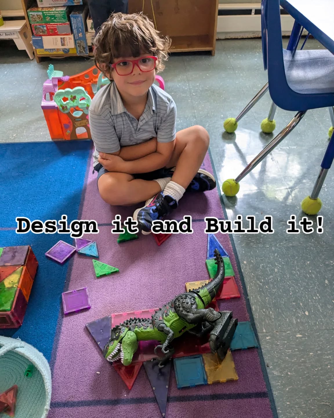 Because a dinosaur should have a dinosaur-shaped bed! #creativethinkers #pretendplay #preschoolactivities #veritasatelmwood