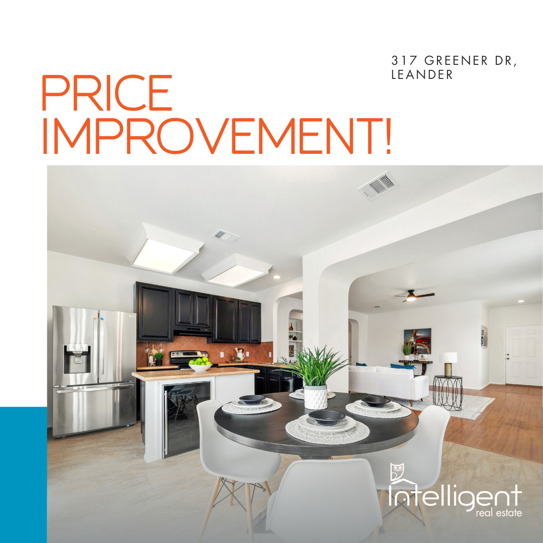 🚨 PRICE DROP! $15K REDUCTION 🚨
Move-in ready 4BR/2BA in Westwood just got even better! Bright open layout, oversized living room with built-ins, kitchen with wine fridge, and a sunny breakfast area leading to a private backyard. Fully fenced, flexible spaces, and Leander ISD! Charm, function, and location—now at a new price! 🏡✨ Link in Bio for details 👆️