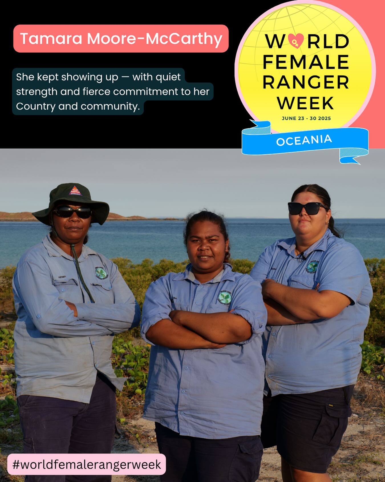 Meet Tamara Moore-McCarthy (far right) — a proud Bardi Jawi female ranger from One Arm Point on the Dampier Peninsula in Western Australia.
When I met Tamara in 2022, she was just 21 — smart, grounded, and deeply committed to her Country. She’d worked hard to gain her education so she could return home and become a ranger. At the time, the female rangers were only funded to work Monday to Thursday — but Tamara kept showing up on Fridays too. She wasn’t just showing dedication — she was proving she belonged there full-time.
In 2024, Tamara became the Ranger Coordinator for the Bardi Jawi Oorany Rangers, part of the Kimberley Land Council. She and her fellow female rangers have transformed the way the program engages with the broader community.
Their work has made the ranger base a space of cultural strength and learning — where young people are taught language, signage connects people to seasonal knowledge, and resource use is tied back to Country. Their presence has strengthened how the community works together and reconnected people with traditional knowledge in modern ways.
Tamara may be quietly spoken outside her community, but her leadership is bold, grounded, and full of impact.
#worldfemalerangerweek #howmanyelephants #thingreenline #rangersleadtheway #indigenousrangers #kimberleyrangers #bardijawi #femaleRangers #oceaniarangers #womeninconservation #countryculturecommunity #IRF #conservationimpact