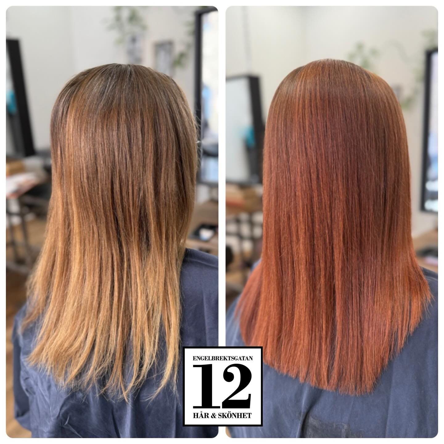 Louise ville få mer färg i håret denna gången. 😍 Vi valde en färg i botten som matchade hennes egna naturliga så hon inte får utväxt. Sen en härlig kopparton på längderna som med tiden tvättas ur fint mot guldiga toner. 🥰 #salongengelbrektsgatan12 #lillatorg#frisör #malmö #copperhair @hairbytanyaswe @jandy.1981 @bodyandsoulbynicha @fashionavesweden @whynot_haircare_official