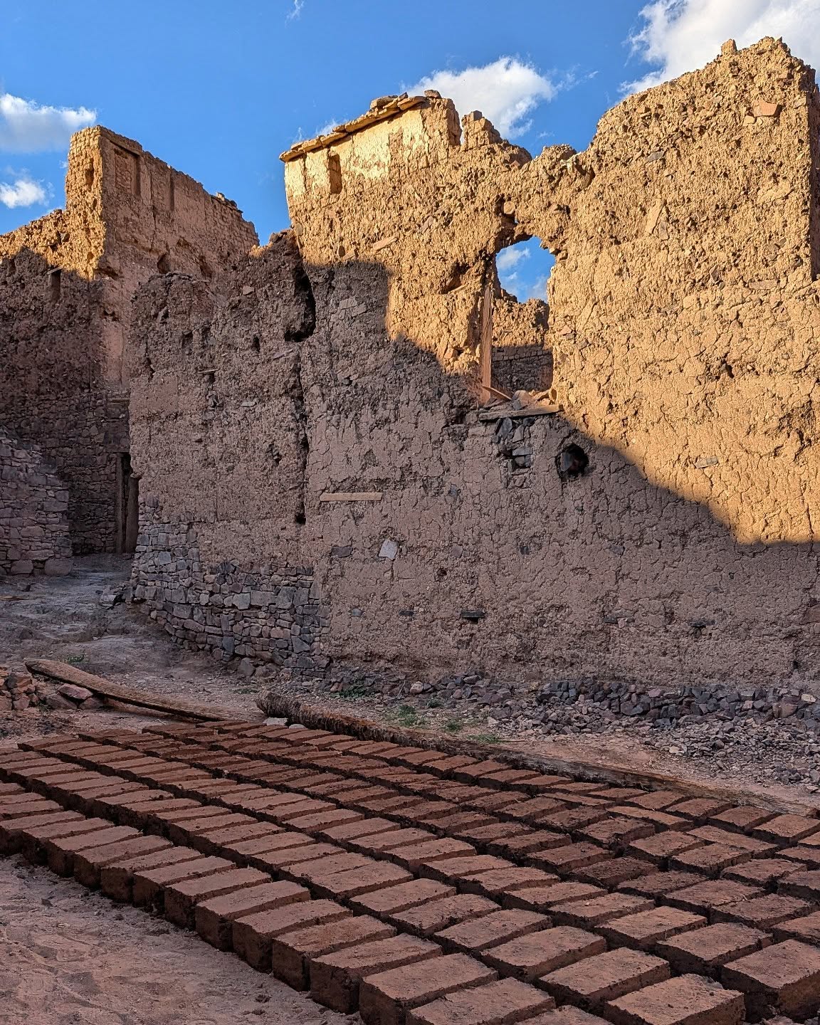 It was powerful to work in the ruins of what was a 500+ year old community and see the old adobe building techniques still being used to rebuild.