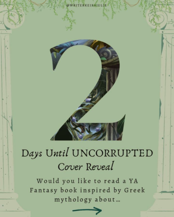 2 days until the cover reveal of my ya greek mythology book Uncorrupted!
Are you a ya fantasy book lover who would like …
🏺Greek mythology creatures
🖤 Morally grey characters
📖 Shy bookworm FMC
☠️ Deadly trials
🌴 Jungle setting
🗡 Survival of the fittest
💘 Allies(-ish) to lovers
I will be doing the cover reveal on the 3rd of June 2025 plus something else exciting… 🤭 So make sure you keep an eye out 👀
#coverrevealcomingsoon
#coverreveals #greekmythologybooks #yafantasybooks #yafantasyreaders