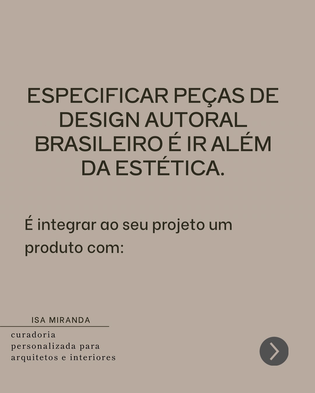 Em um cenário em que tantos projetos parecem iguais, o design autoral surge como uma resposta genuína, sofisticada e humana.
Ao especificar peças criadas por designers brasileiros, você não está apenas escolhendo mobiliário — você está valorizando a identidade do seu projeto, a memória dos seus clientes e a força do que é feito à mão com propósito.
Cada peça conta uma história.
Cada detalhe comunica visão, cuidado e cultura.
💡 Quer conhecer designers autorais brasileiros que podem transformar seus projetos com exclusividade e personalidade?
📩 Envie um direct e vamos conversar.
A união entre o seu talento e o melhor do design brasileiro começa aqui.
#DesignAutoral #ArquiteturaComIdentidade #CuradoriaDeDesign
#DesignerBrasileiro #MoveisDeDesign #DesignBrasileiro
#DesignDeInteriores #ArquiteturaDeInteriores #ArquiteturaBrasileira
#MoveisSobMedida #DesignComProposito #EsteticaEConteudo
#DesignConsciente #ArquiteturaComAlma #MoveisArtesanais