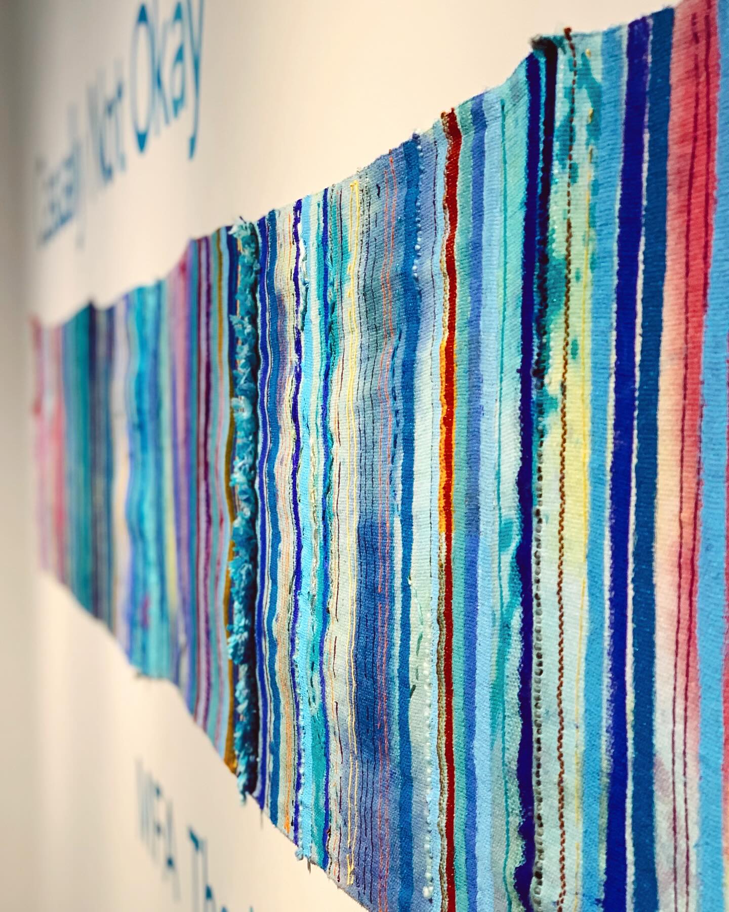 As I work on a current project and plan for my next big weaving, I am thankful for the journey, and just so excited. Even though there’s lots of work to be done right now, I’m staying conscious of slowing it down and being present and connected to the people in my life. 🧡
Detail from “Casually Not Okay”