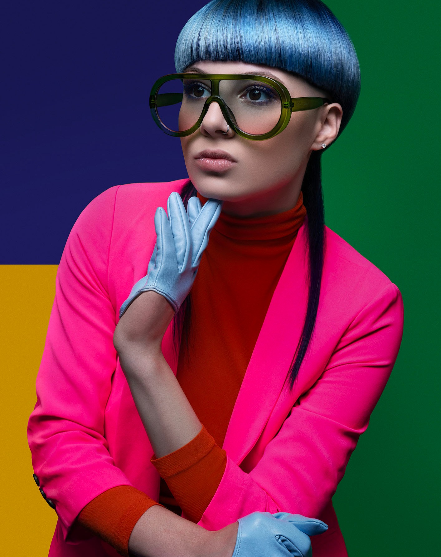 Hey friends, here's another stunning pop of creativity from Kylie Hayes' super fresh "Vivid" Collection! 🌟 Shot with the Sony A7R5 and the dreamy GMaster 24-70mm f/2.8 lens, every bold colour and detail truly jumps off the screen.
My lighting setup was all about control, using a Profoto 4-foot octa with a grid, combined with surrounding the model completely with black v-flats, even black fabric on the floor. This technique absorbs any stray light, preventing unwanted spill, and creates those crisp shadows and beautifully defined edges. The grid adds extra magic by directing the light exactly where it’s needed, enhancing depth and dimension.
Now, can we just take a minute to enjoy this fun, bold styling? That electric-pink blazer, sky-blue gloves, oversized green sunnies, and Kylie’s incredible blue hair artistry are serving pure joy!
Warm, vibrant, and totally personality-packed!
Model: Jayda
Hair Art: @kyliehayeshairartist
Retoucher: Peter Orlik
#AngelaHaigPhotography #VividCollection #CreativeLighting #ProfotoGrid #SonyA7R5 #BoldFashion #KylieHayesHair #PhotographyTips