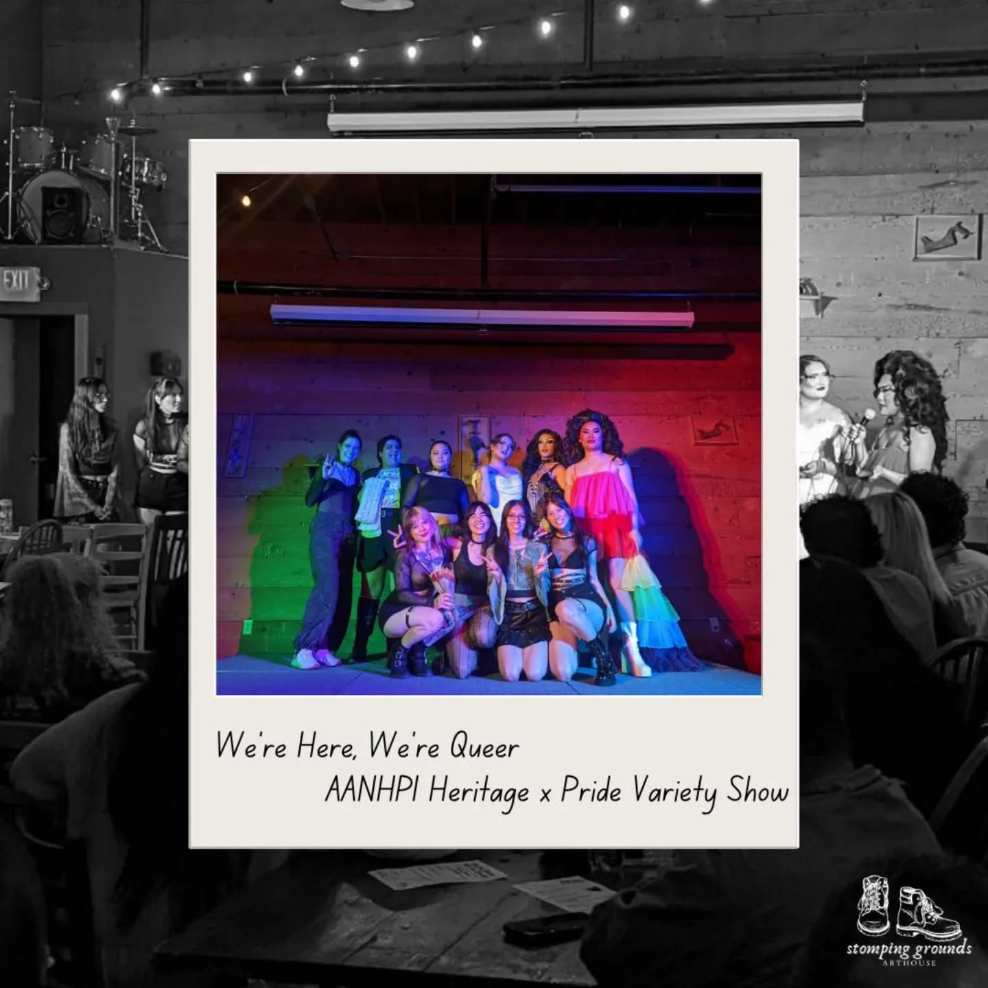 THANK YOU to everyone who came out to We're Here, We're Queer last night!! What an amazing turnout - thank you for showing up for your community and for local artists! You're amazing!
THANK YOU to the artists who showed up and showed out with their varied talents and shared purpose. We're your biggest fans!
We loved celebrating the sunset of AANHPI Heritage Month and sunrise of Pride Month with you! Keep the parties going for your intersectionalities alllll year long 🫶🏼
And don't miss the next iconic @nikki_nihao x @stompinggroundsarthouse collab coming this fall... 👀