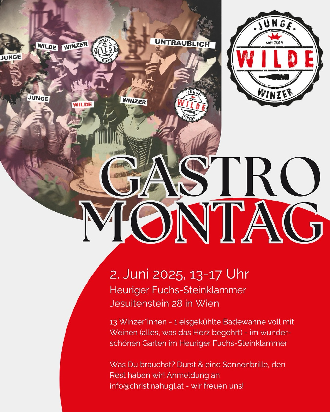 Der Sommer kommt, also braucht ihr Sommerweine 🌞 Die haben wir natürlich in unserem Repertoire und die könnt ihr kommenden Montag direkt aus unserer Badewanne verkosten 🤓 und wer mag, kann sich dann auch in die Badewanne legen, wenn die Flaschen gelehrt sind 😝 JWW GASTROMONTAG, 2. Juni von 13-17 Uhr im schönsten Heurigen von Wien, nämlich dem Fuchs-Steinklammer Heurigen am Jesuitensteig 28 in Wien! Einfach kommen, trinken und eine gute Zeit haben! 💕 Wir freuen uns!
#jww #gastromontag #austrianwine #rebenrevolution