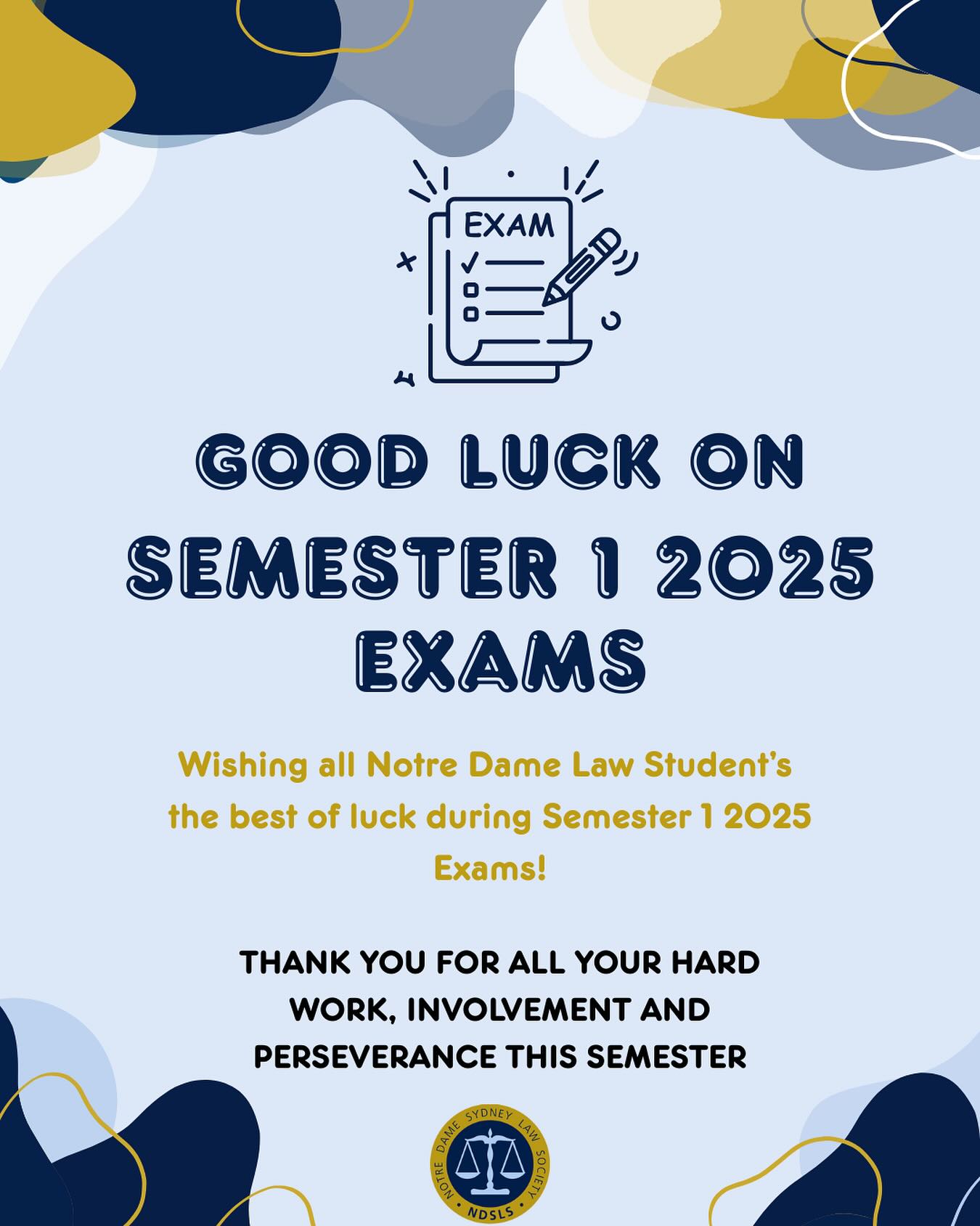 ITS EXAM TIME! 📚
Wishing all of our UNDA Law School students well wishes and good luck for the commencement of 2025 Semester 1 Exams.
Remember to remain calm and BELIEVE IN YOURSELF!
You’ve got this!🙌🏼