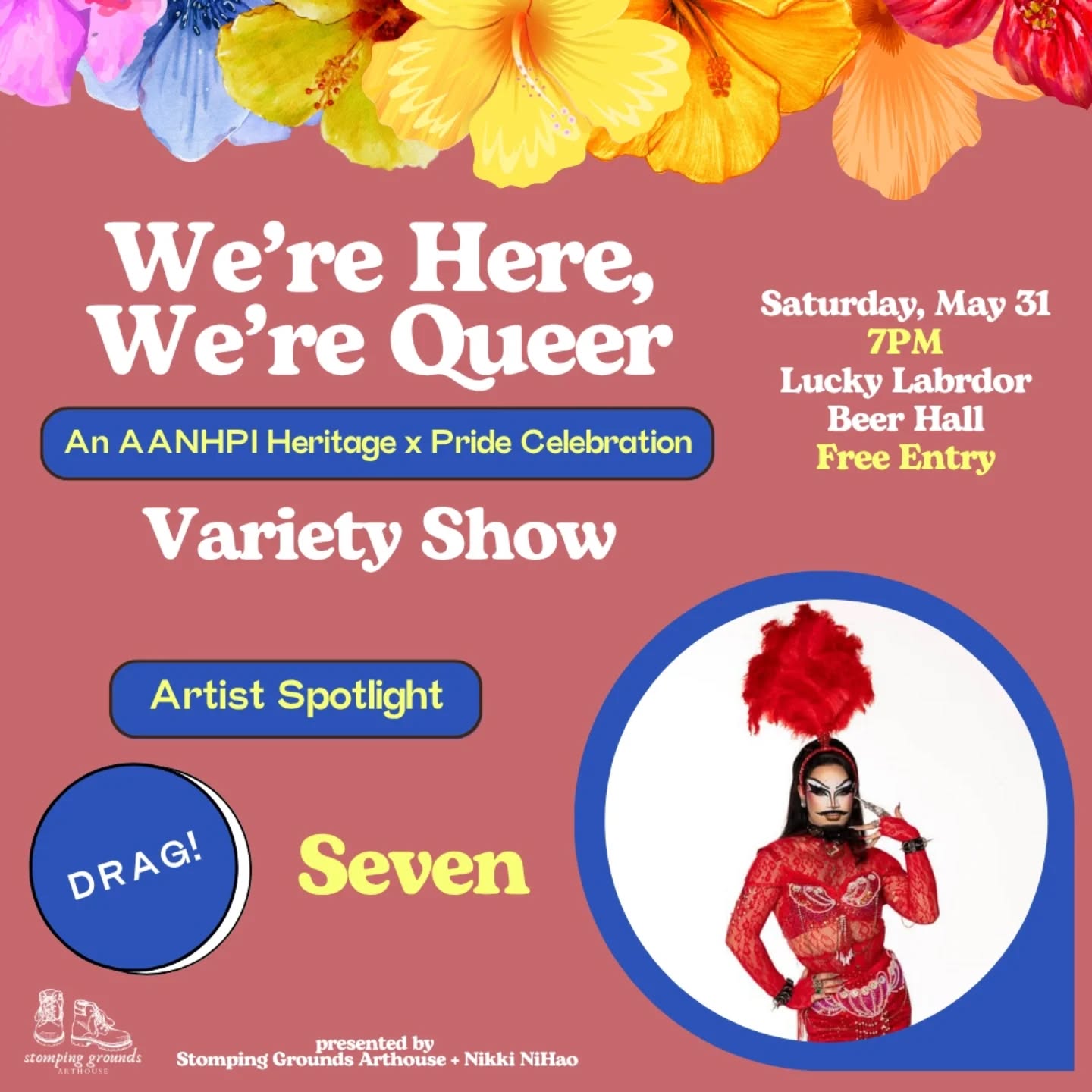 Another performer you can't miss tomorrow? @callherseven of course!!
Portland, OR is lucky to be the home of Seven, a fierce and engaging drag performer. Known as the mother of the Haus of Sin and with connections in other local drag families, she has become a pillar of kindness and artistry while also giving us exactly what we need… C*NT! With an immediately recognizable mug and a captivating performance style, Seven stays true to who she is each and every time. It’s an absolute treat to see her grace any stage and this Saturday’s showcase is no different. Come see what Seven has to offer!
Tomorrow, 5/31! 7PM at @luckylabradorbrewing with free entry! RSVP 🔗