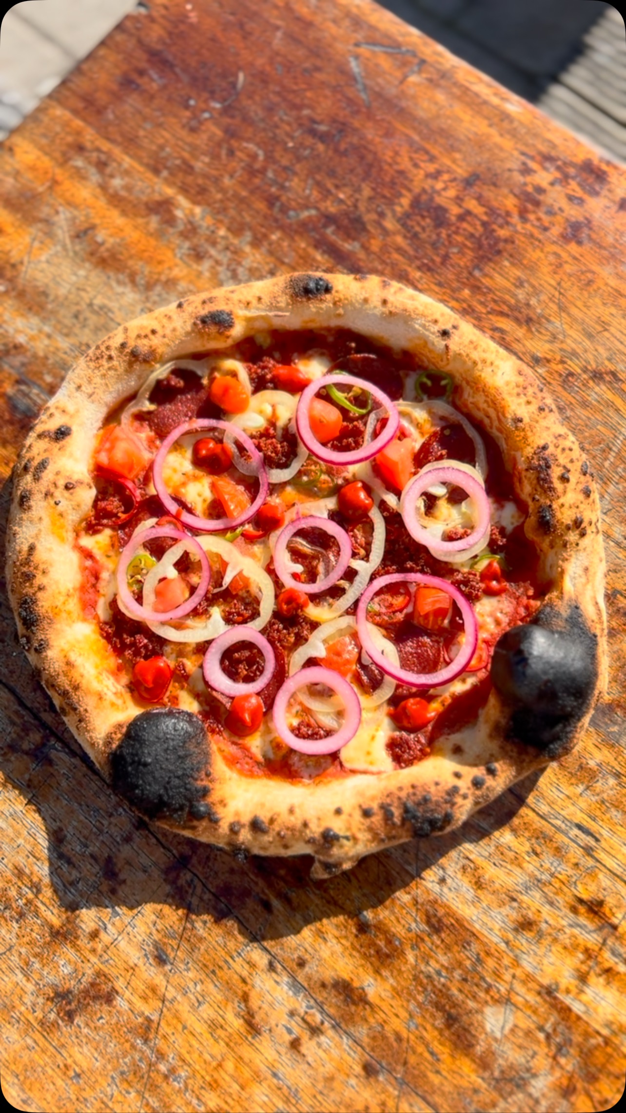 Check out our new June specials! Featuring @properoni_uk on our meat special!
Too Pickled to care
Tom sauce, vegan cheese, sweet white peppers, vegan pepperoni, fresh chilli, cherry tomatoes, mums pickled onions, hungarian red pepper paste
Spicy Boi
Tom sauce, mozzarella, sweet white peppers, vegan pepperoni, fresh chilli, cherry tomatoes, mums pickled onions, hungarian red pepper paste
Pukka Properoni
Tom sauce, mozzarella cheese, sweet white peppers, Properoni pepperoni, Properoni chorizo crumbs, fresh chilli, cherry tomatoes, mums pickled onions, hungarian red pepper paste