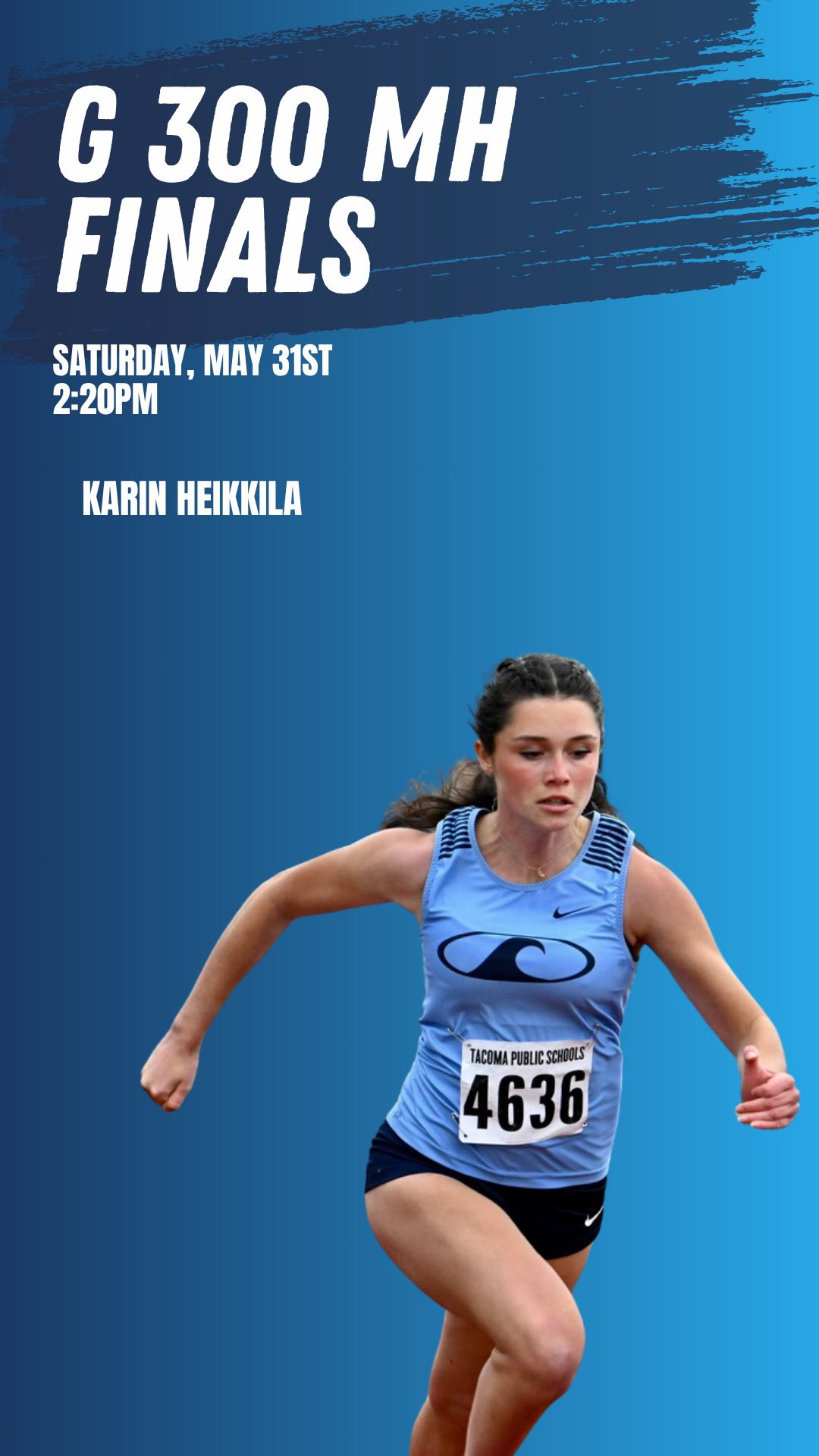 After a long weekend, Karin got after it in the 300 hurdles runs a huge PR of 44.66 to grab a 4th place finish!